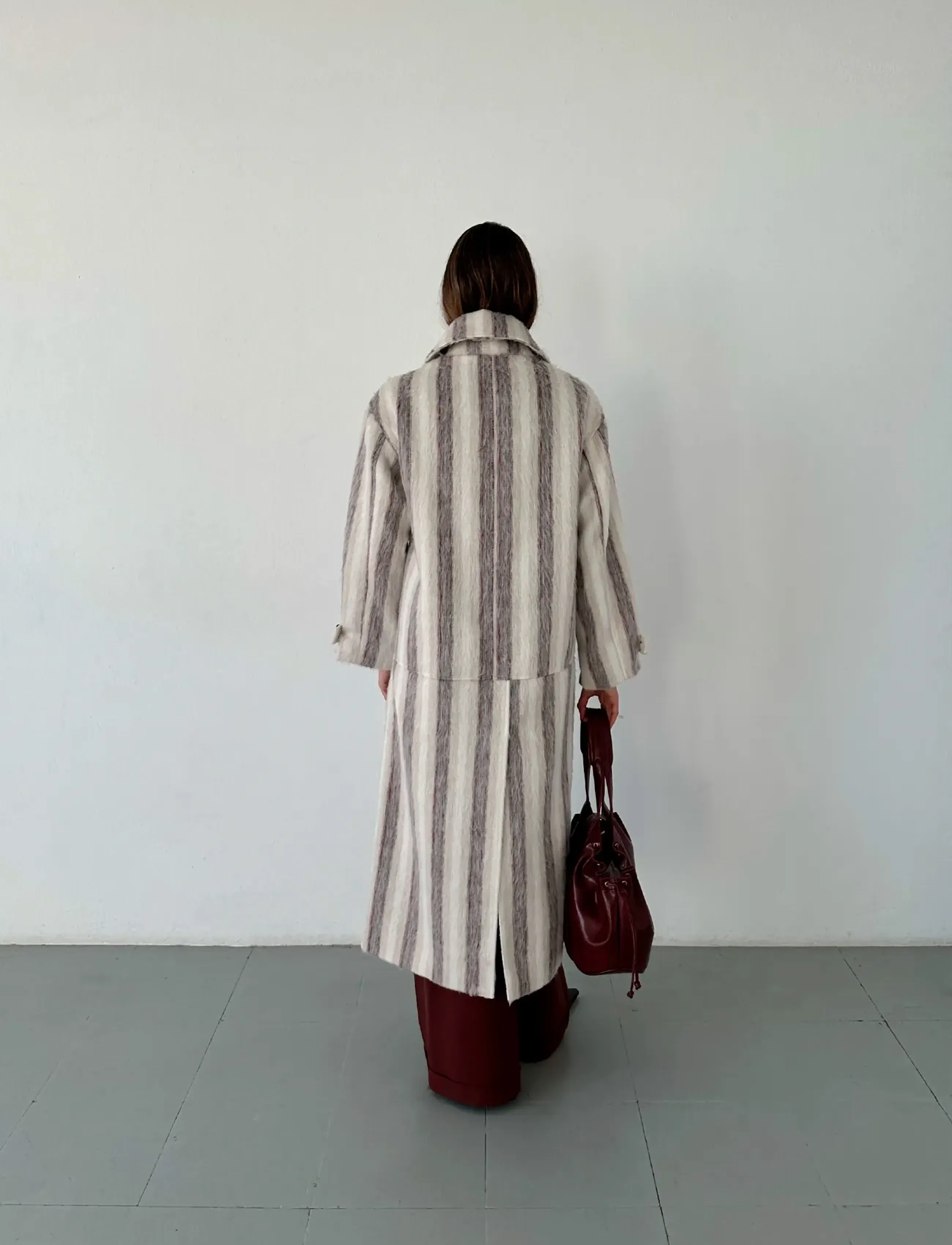 Portobello Ecru Striped Long Coat 6