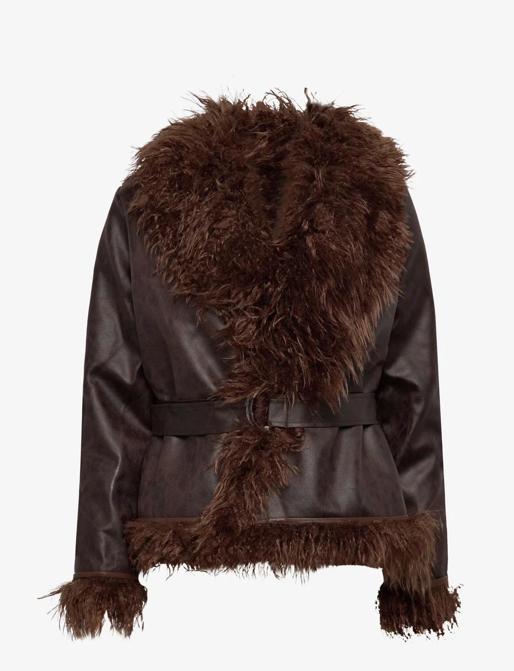 Laagam - ZOYA BROWN SHEARLING SHORT COAT - kunstpelz - chocolate - 1