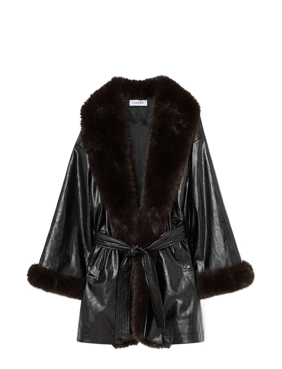 Laagam - ORIANE BLACK SHORT COAT - kunstpelz - black - 0