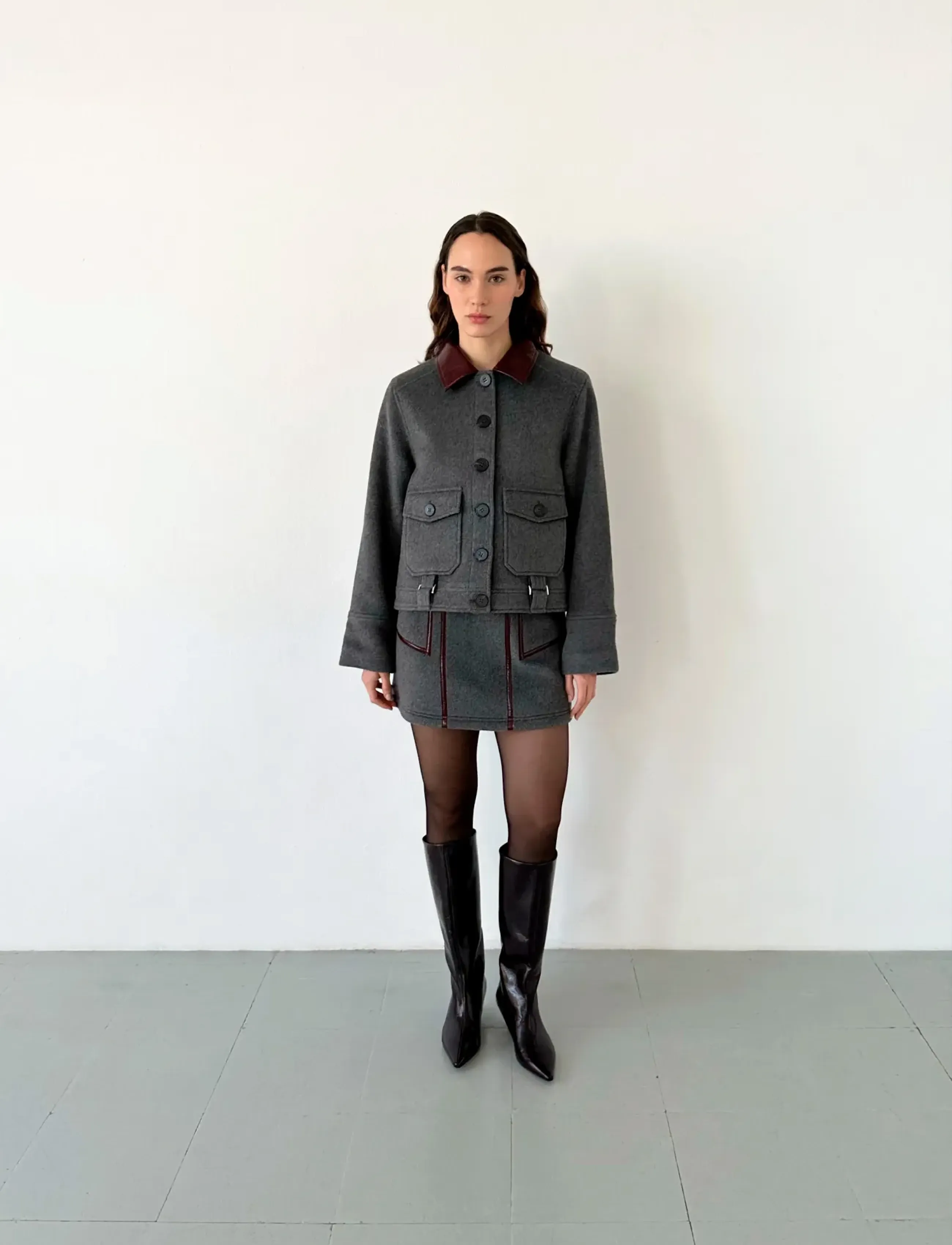 Laagam Bruna Grey Jacket, L, Coats, Grau - Wool Frauen