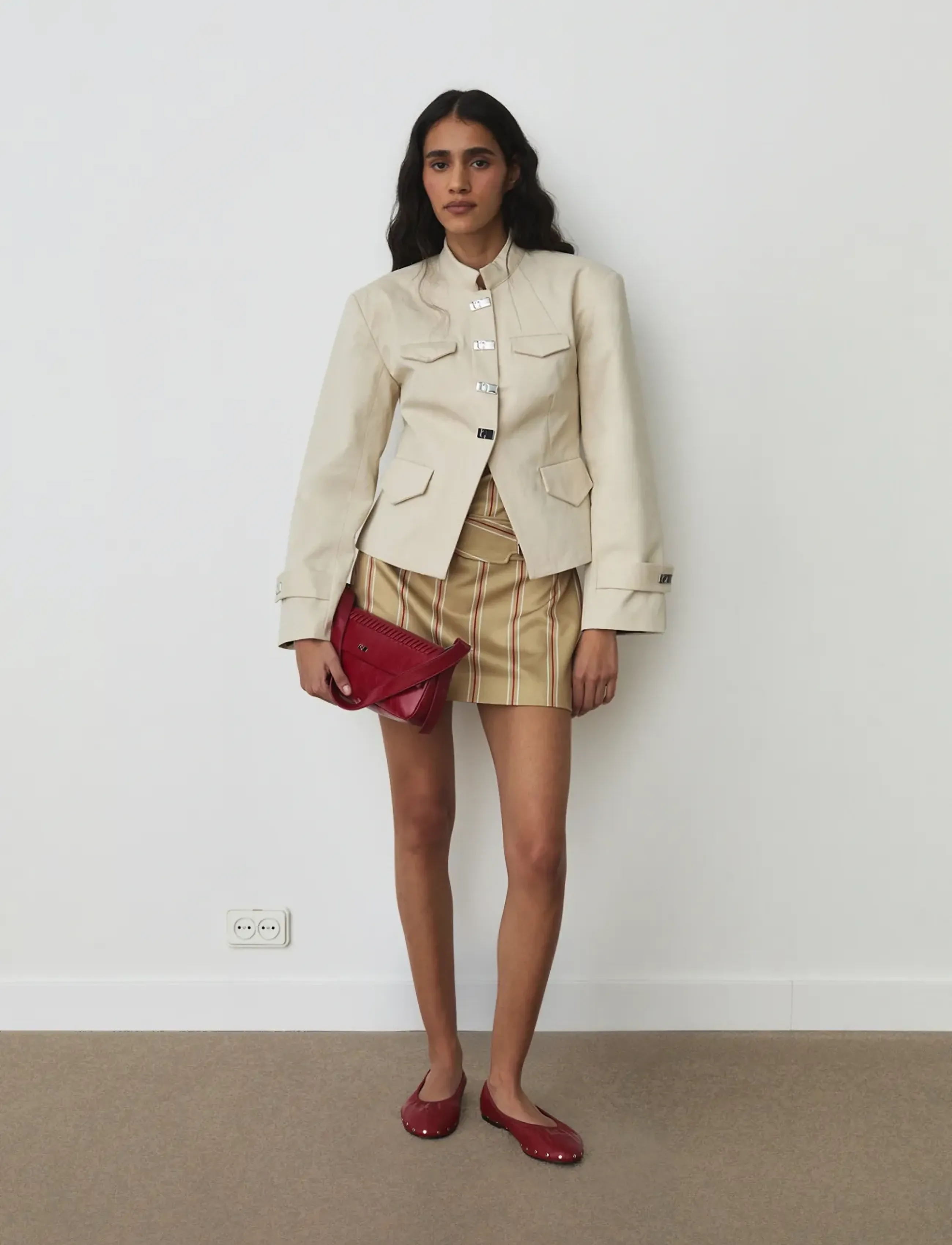 Laagam Milou Jacket, L, Cream, Designere > Enkeltradede Blazere, Dame