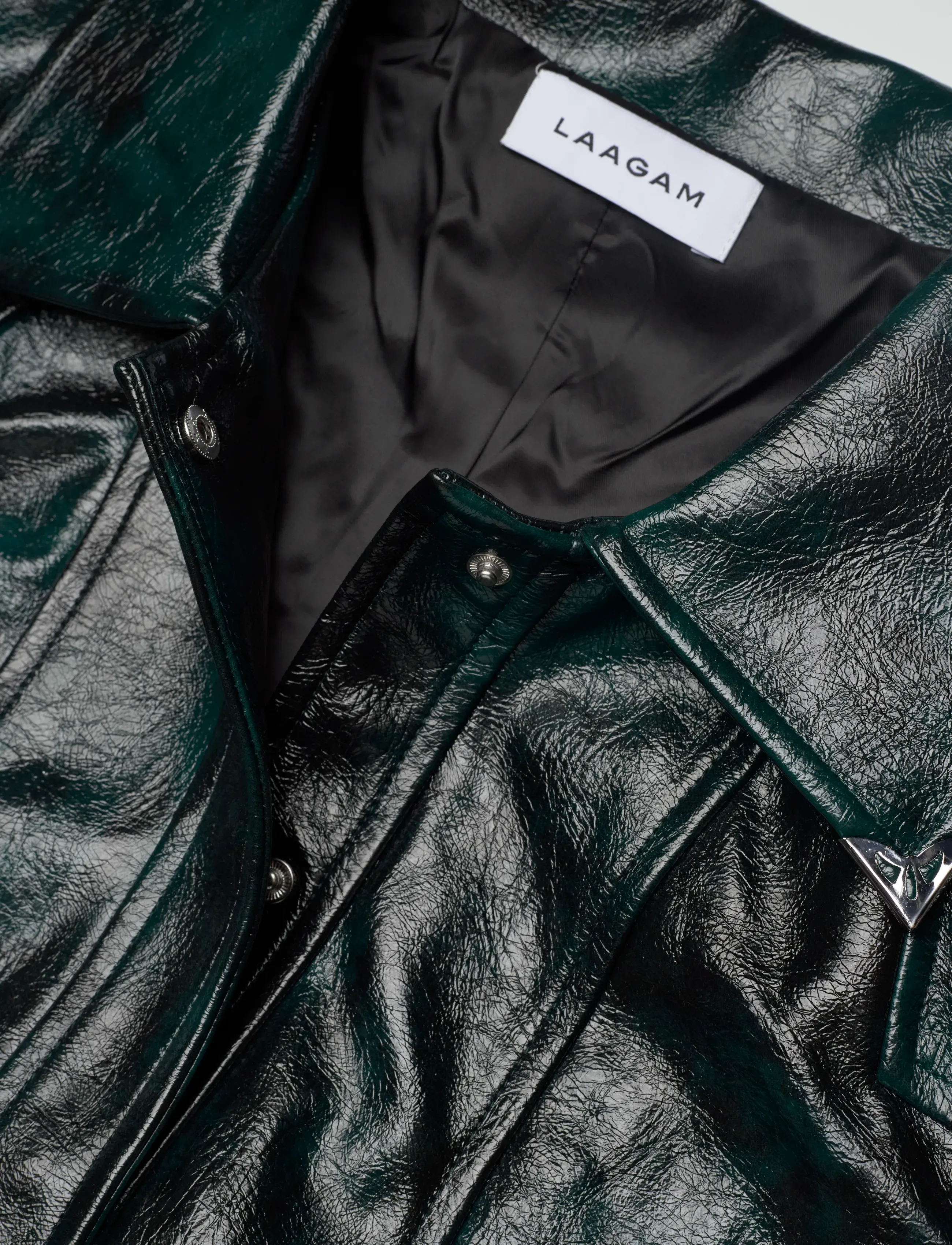 Laagam - THEA GREEN JACKET - lederjacken - dark green - 2
