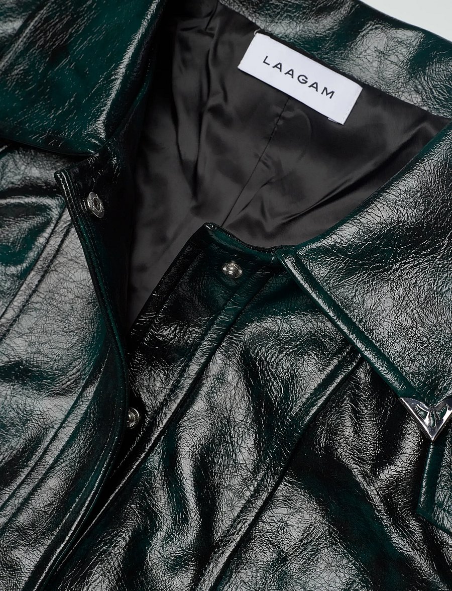 Laagam - THEA GREEN JACKET - lederjacken - dark green - 2