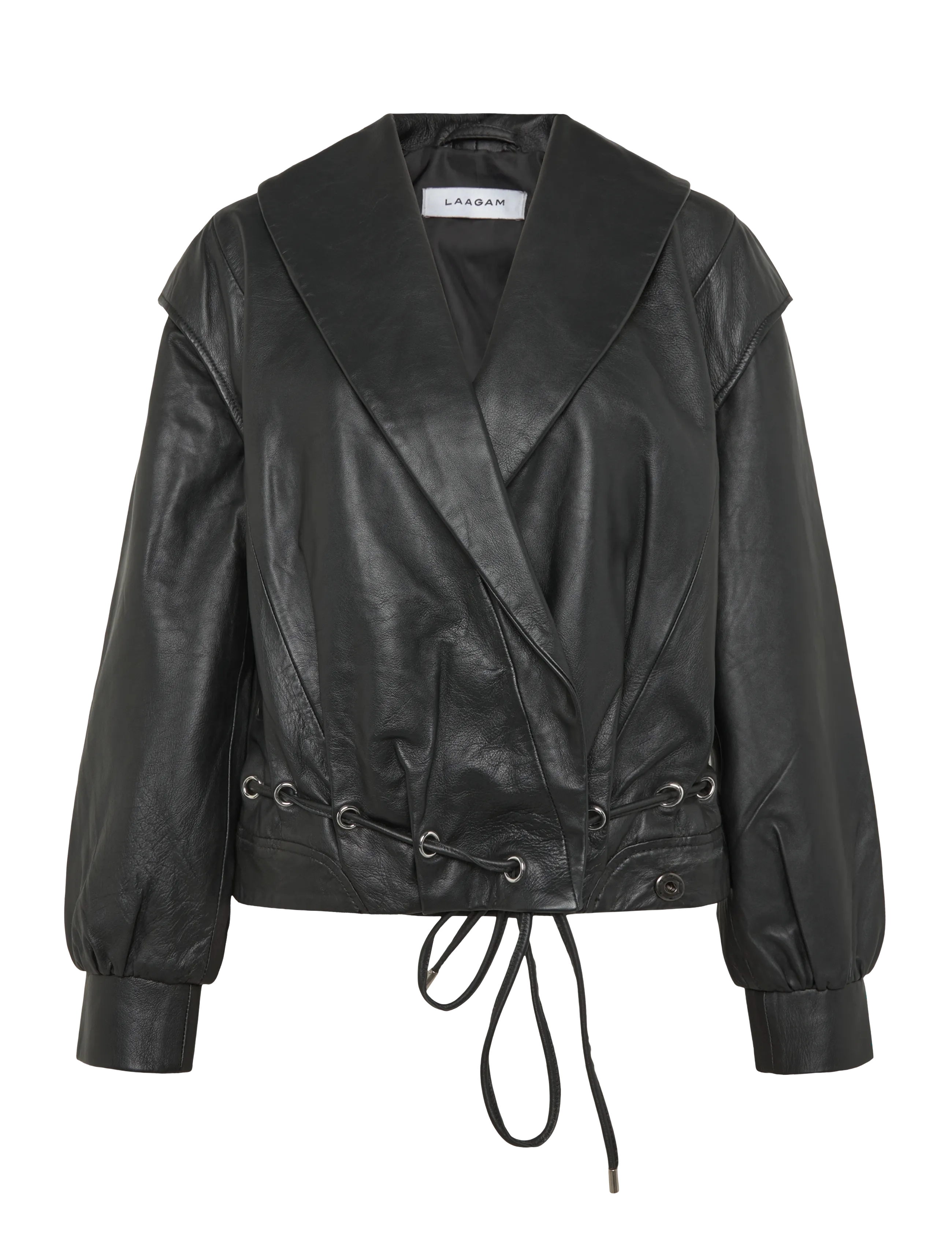 Laagam TYRA REAL LEATHER BLACK BOMBER JACKET - Læderjakker - BLACK / black