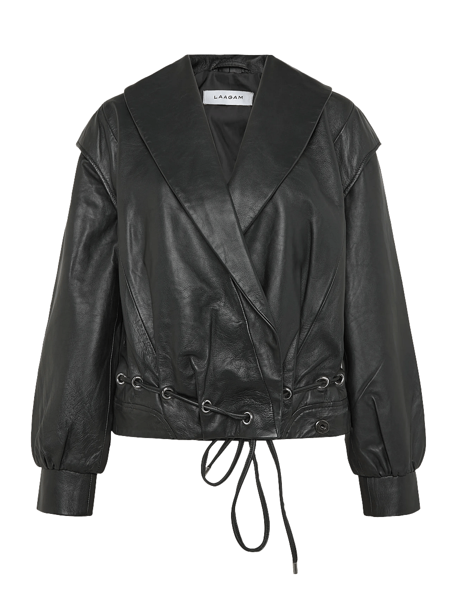Laagam - TYRA REAL LEATHER BLACK BOMBER JACKET - virsjakas - black - 0