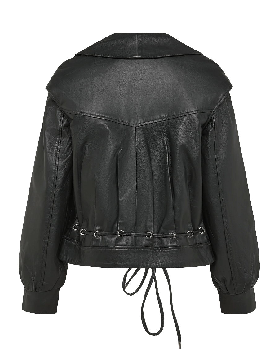 Laagam - TYRA REAL LEATHER BLACK BOMBER JACKET - virsjakas - black - 1