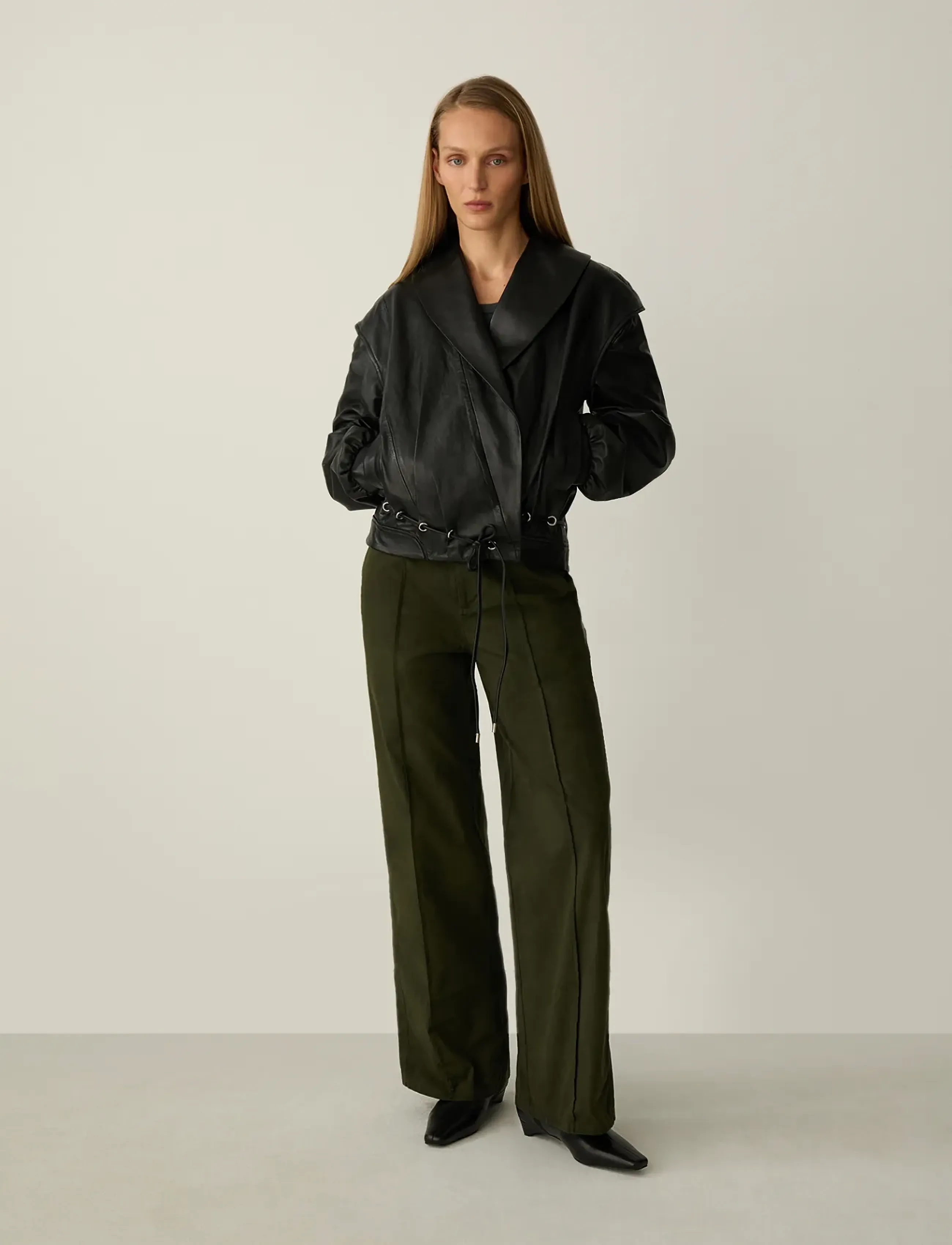 Laagam TYRA REAL LEATHER BLACK BOMBER JACKET - Jackets & Coats - BLACK / black