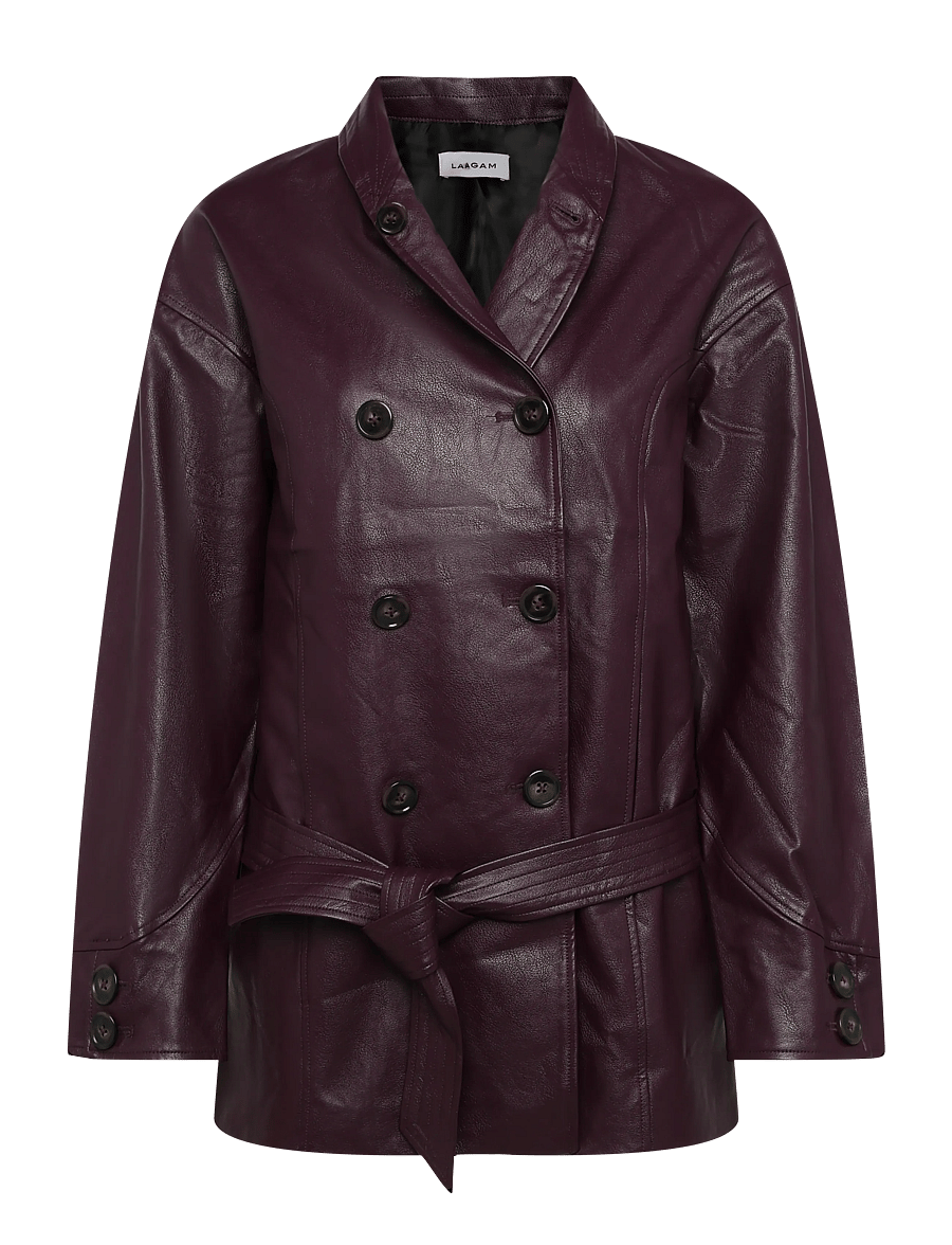 Laagam - QUINN PLUM LONG JACKET - lederjacken - plum - 0