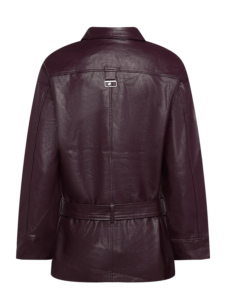 Laagam - QUINN PLUM LONG JACKET - lederjacken - plum - 1
