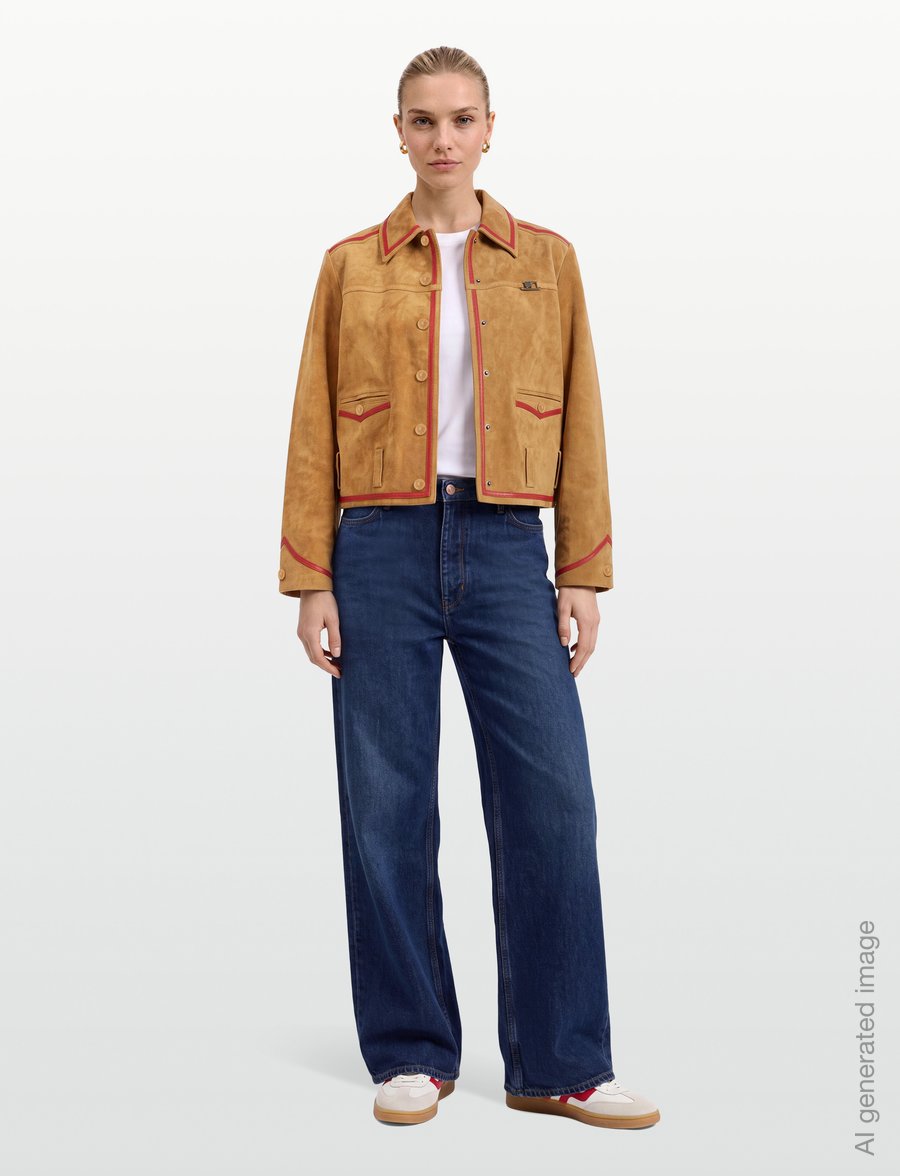 Laagam - AVELINE REAL SUEDE CAMEL JACKET - læderjakker - camel - 0