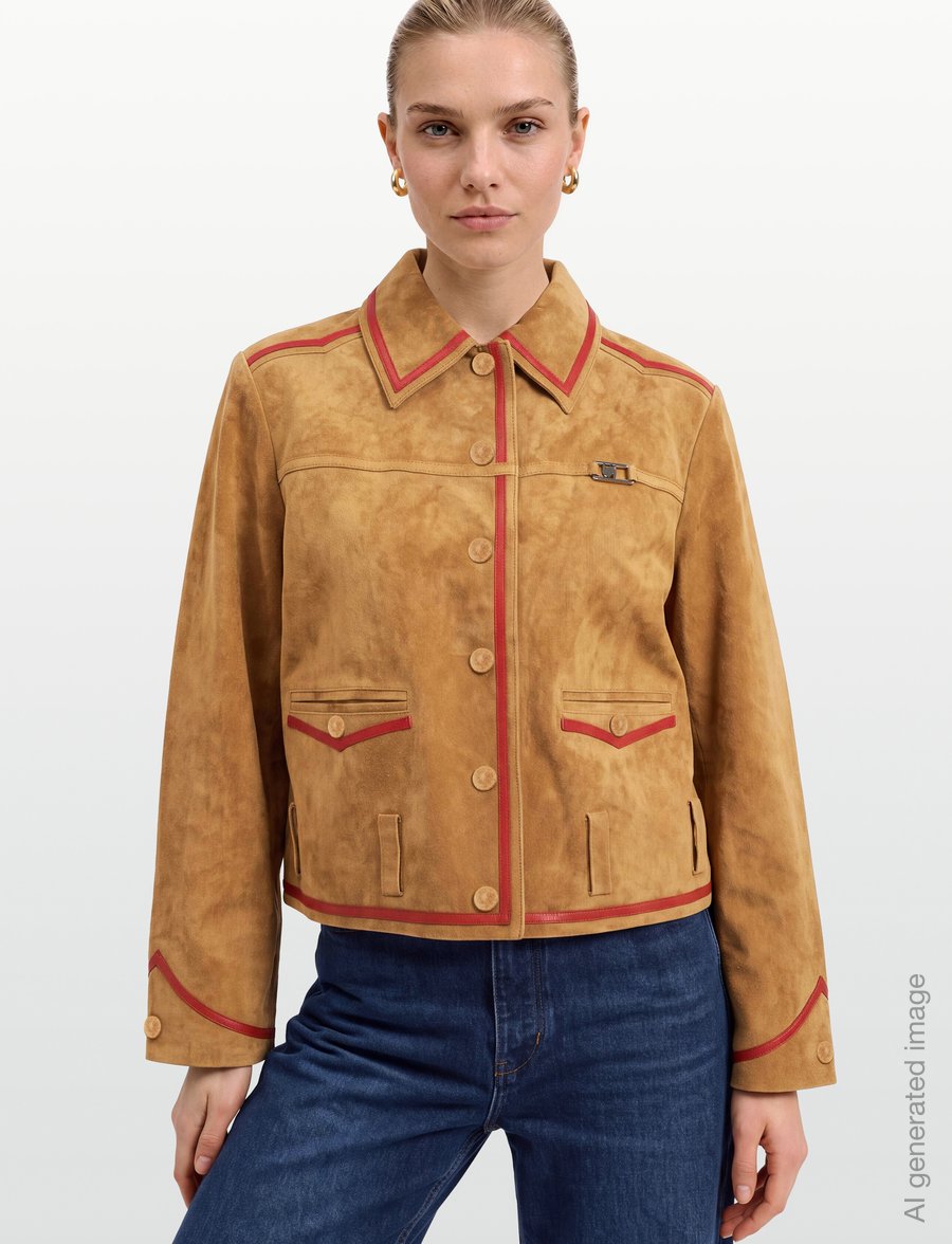 Laagam - AVELINE REAL SUEDE CAMEL JACKET - læderjakker - camel - 3
