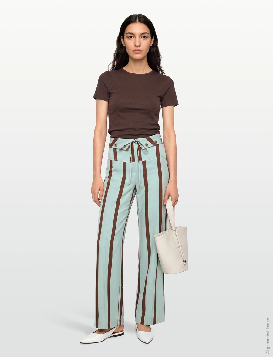 Laagam - TASHI TURQUOISE STRIPED FLOW PANTS - hosen mit weitem bein - turquoise - 0