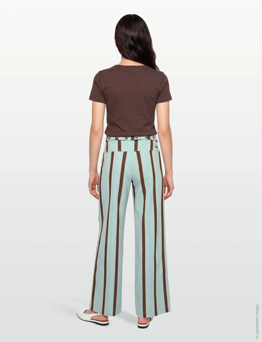 Laagam - TASHI TURQUOISE STRIPED FLOW PANTS - hosen mit weitem bein - turquoise - 4
