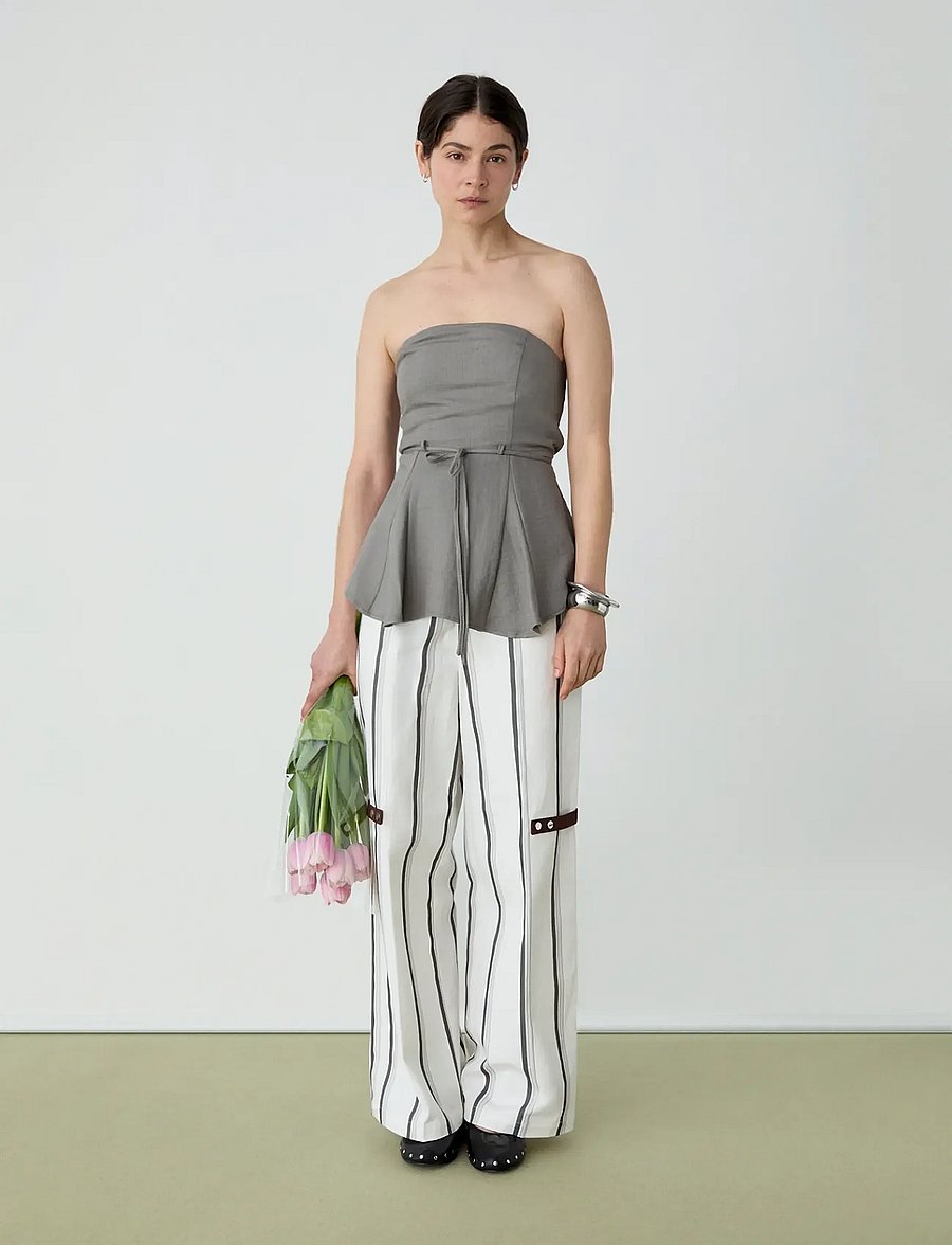 Laagam - VELIA WHITE STRIPED PANTS - vida byxor - white - 0