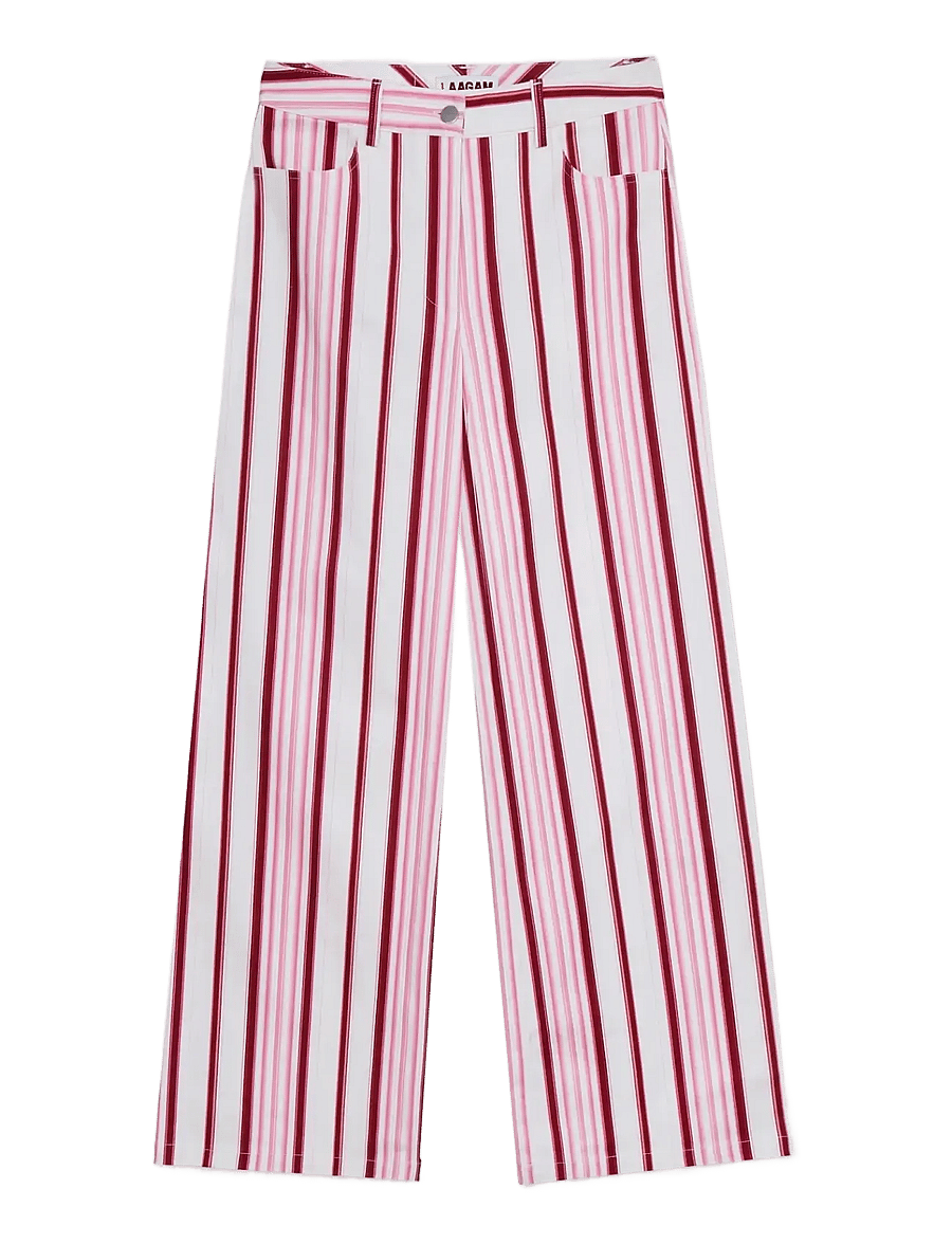 Laagam - LEROY PINK STRIPED TWILL PANTS - hosen mit weitem bein - pink - 1