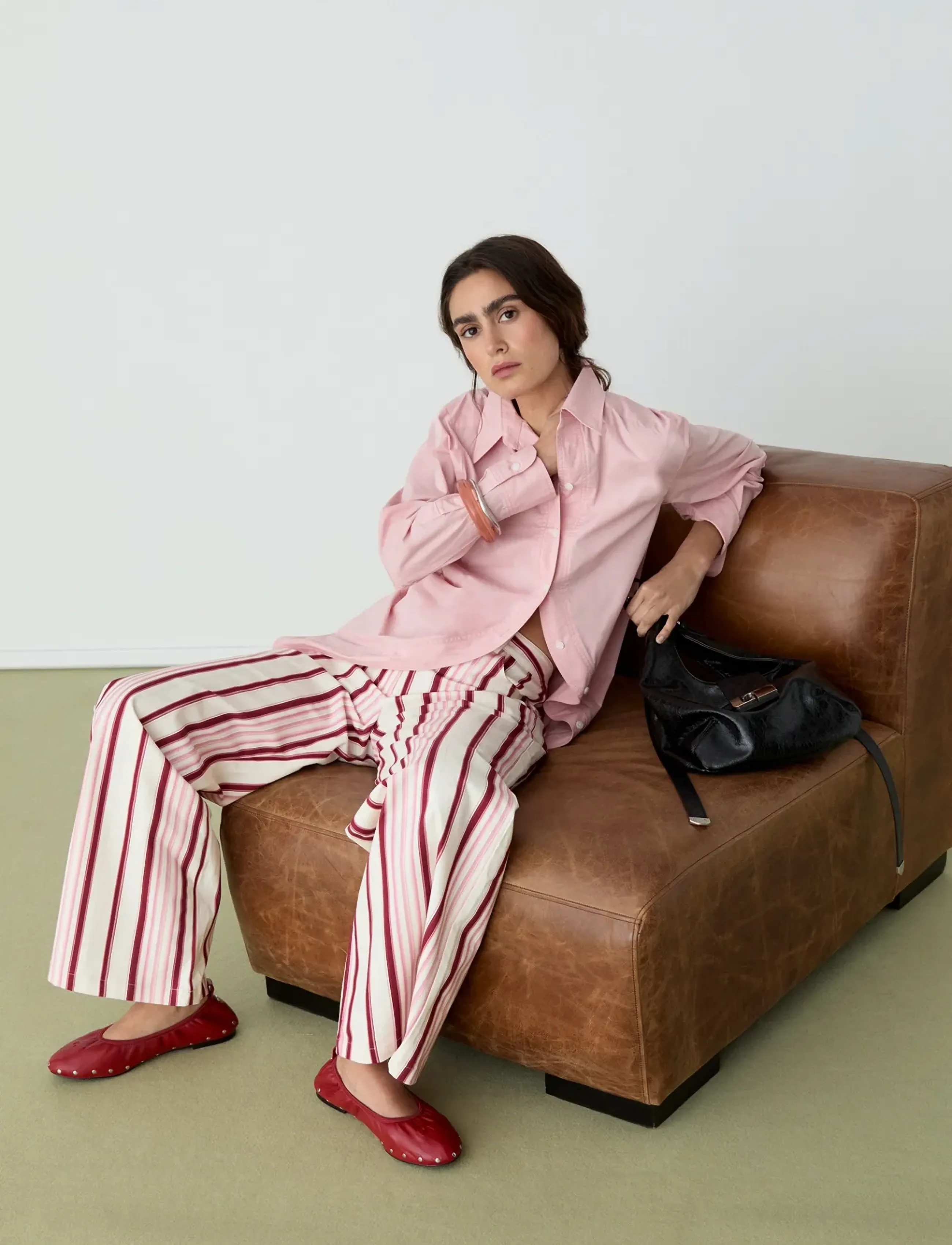 Laagam - LEROY PINK STRIPED TWILL PANTS - laia säärega püksid - pink - 2