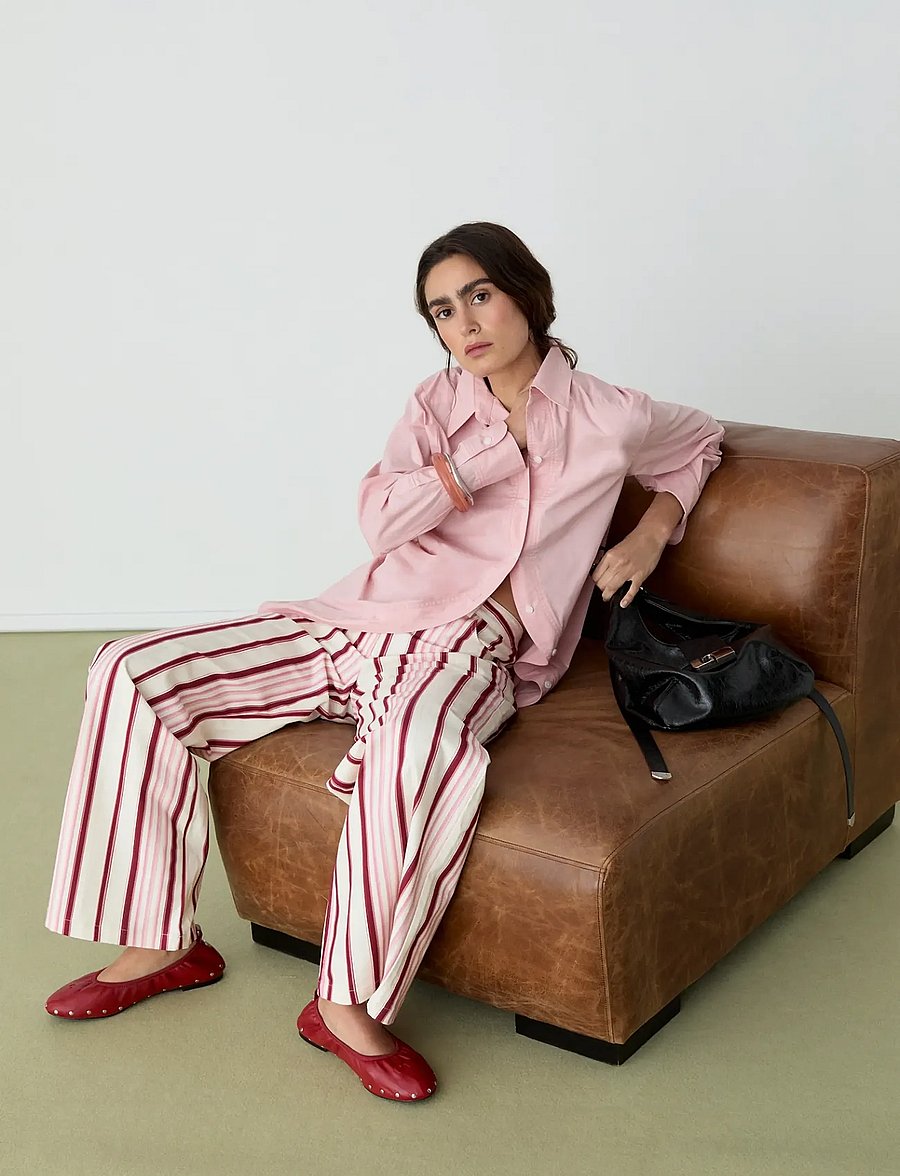 Laagam - LEROY PINK STRIPED TWILL PANTS - hosen mit weitem bein - pink - 2