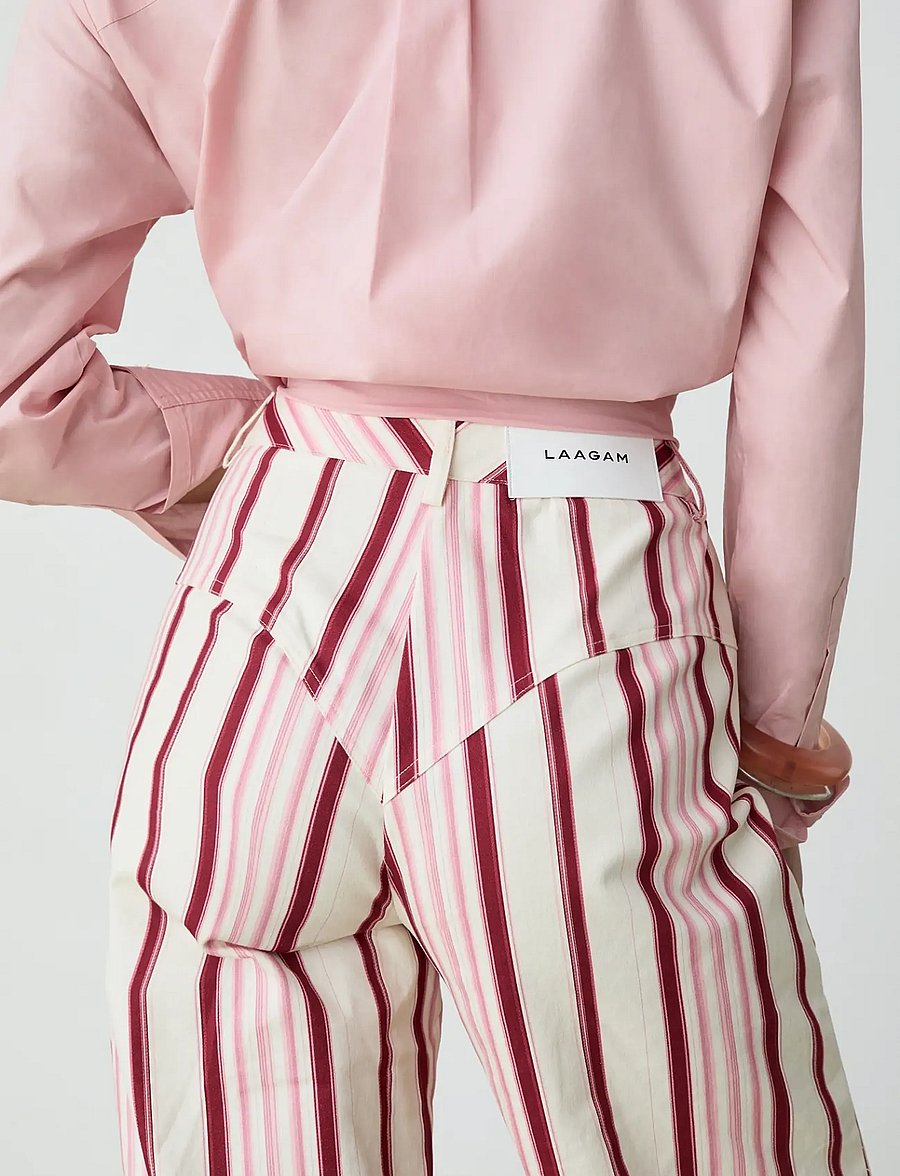 Laagam - LEROY PINK STRIPED TWILL PANTS - hosen mit weitem bein - pink - 3