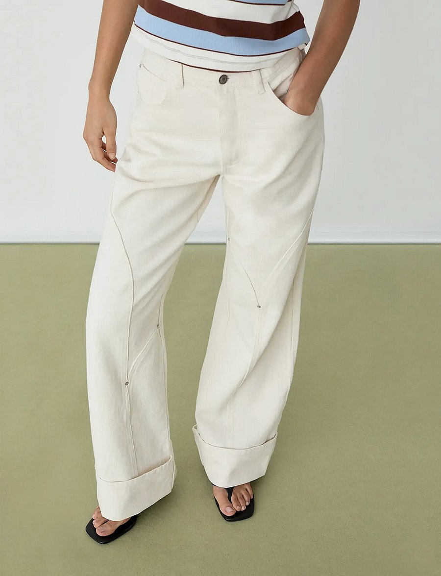 Laagam - DALLAS ECRU DENIM PANTS - pantalons larges - ecru - 2