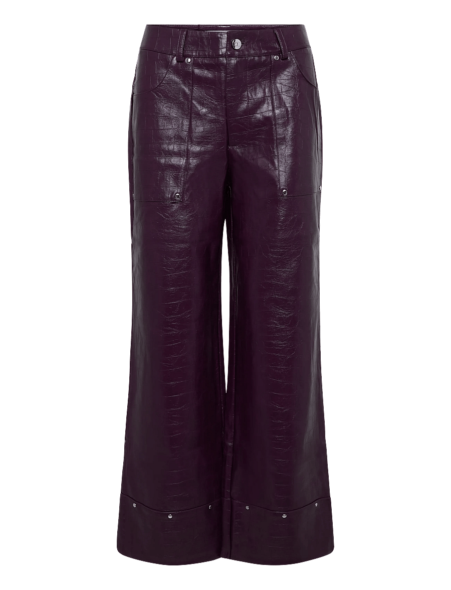 Laagam - ELWYN BURGUNDY TEXTURED PANTS - laia säärega püksid - burgundy - 0