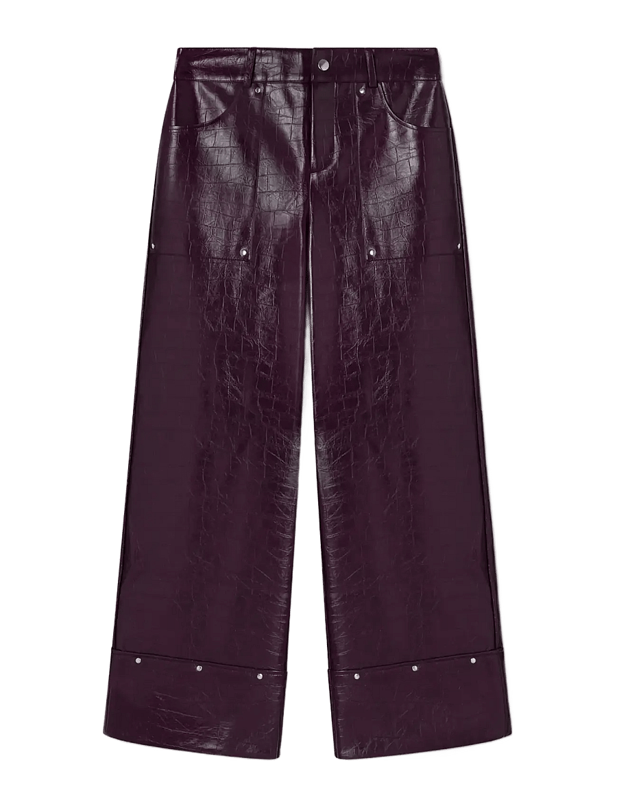 Laagam - ELWYN BURGUNDY TEXTURED PANTS - hosen mit weitem bein - burgundy - 0