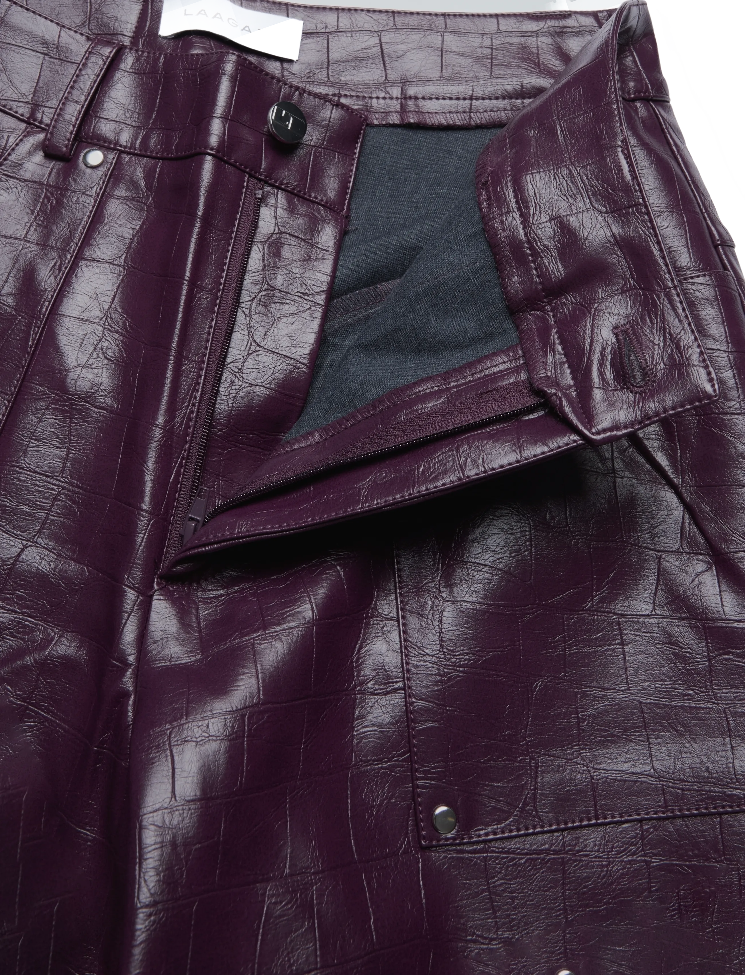 Laagam - ELWYN BURGUNDY TEXTURED PANTS - laia säärega püksid - burgundy - 2