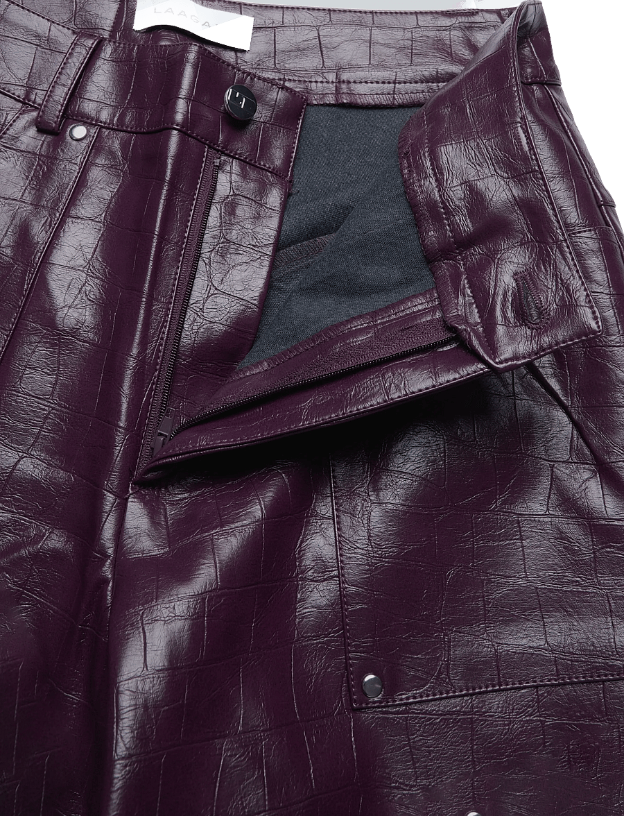 Laagam - ELWYN BURGUNDY TEXTURED PANTS - laia säärega püksid - burgundy - 2
