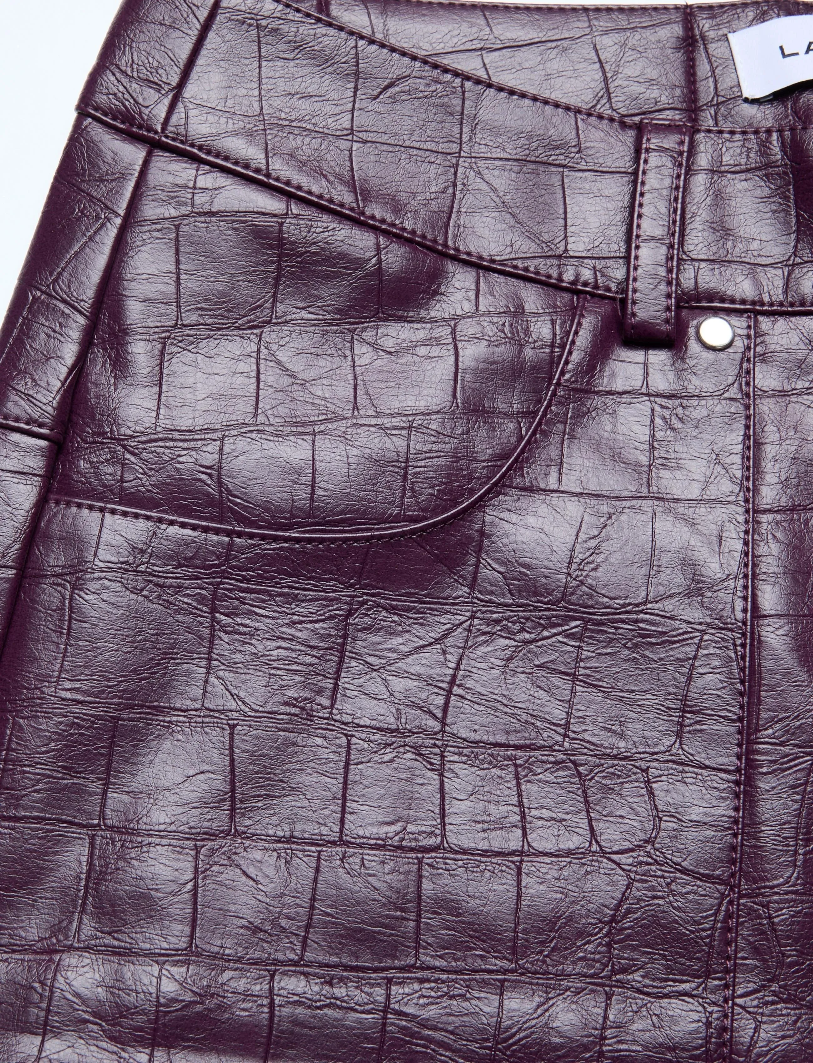 Laagam - ELWYN BURGUNDY TEXTURED PANTS - laia säärega püksid - burgundy - 3