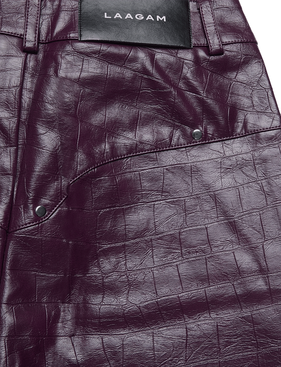 Laagam - ELWYN BURGUNDY TEXTURED PANTS - laia säärega püksid - burgundy - 4