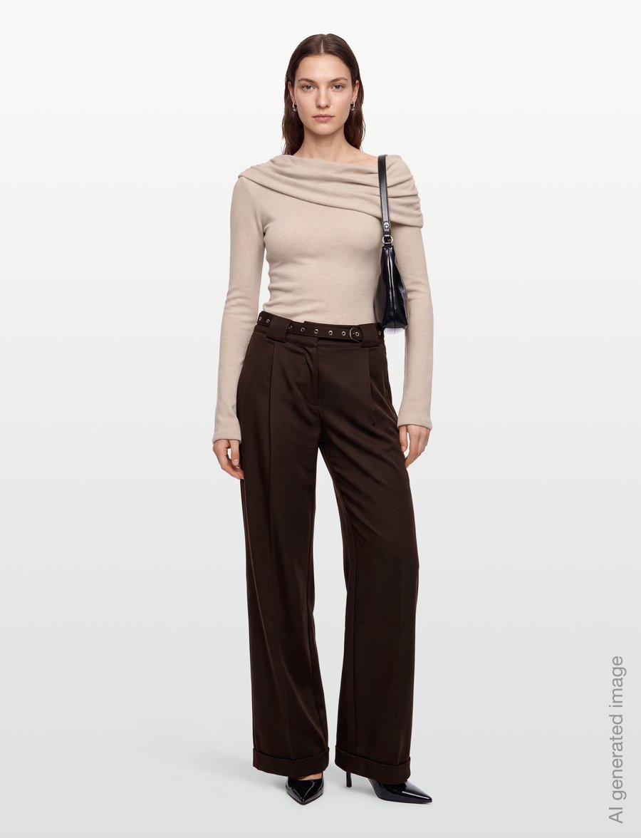 Laagam - VALEA BROWN PANTS - bukser med brede ben - brown - 0
