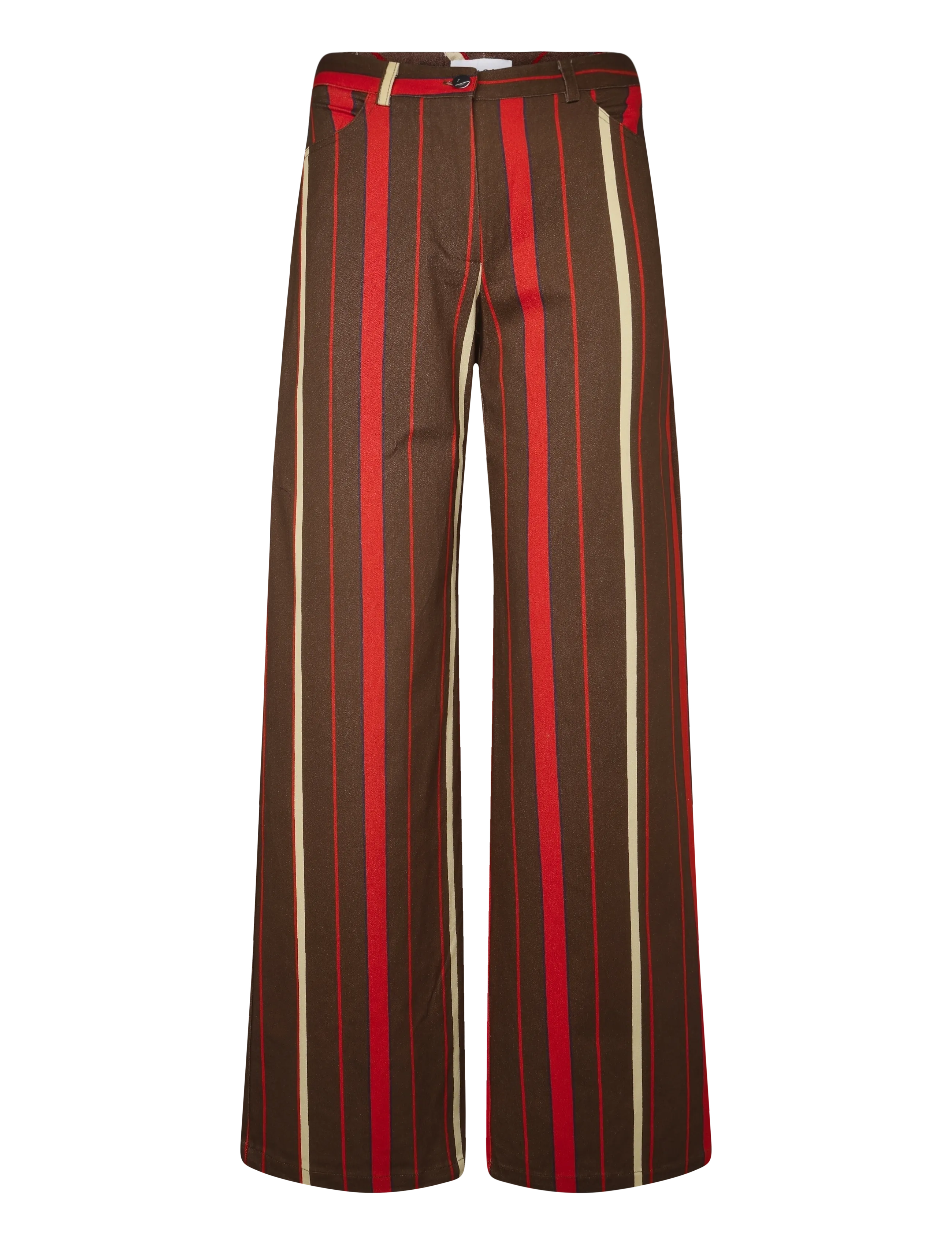 Laagam LEROY BROWN STRIPED TWILL PANTS - Hose mit geradem Bein - BROWN / brown