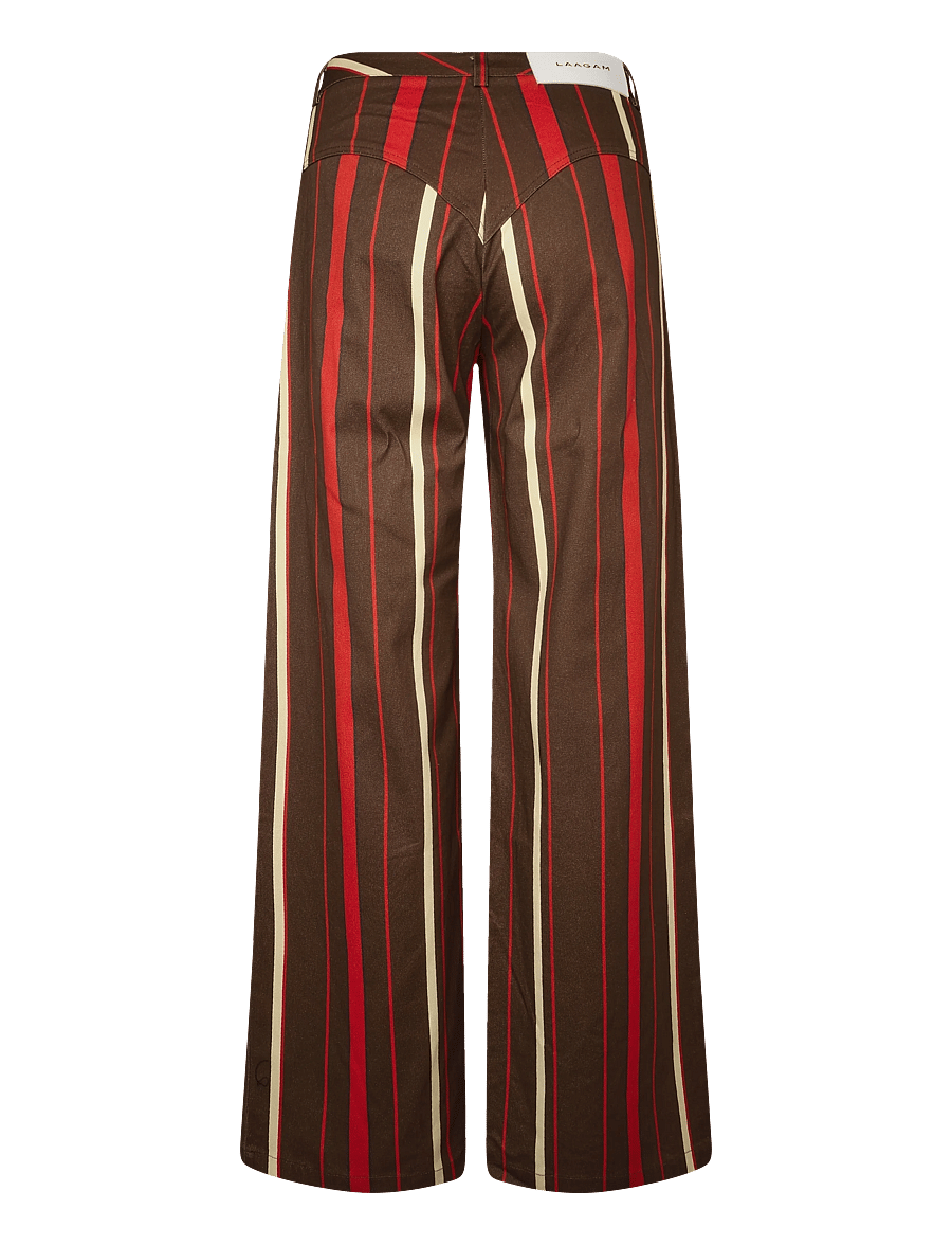 Laagam - LEROY BROWN STRIPED TWILL PANTS - straight leg trousers - brown - 1