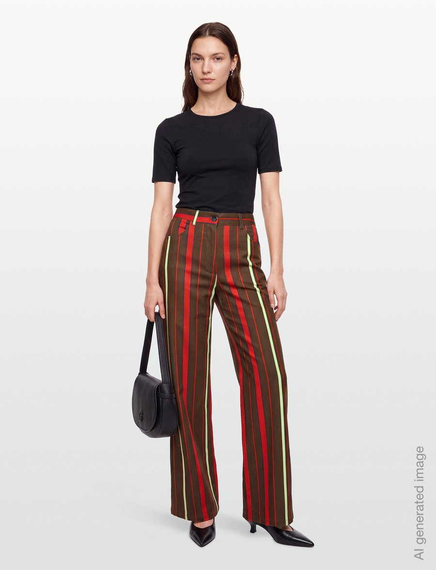 Laagam - LEROY BROWN STRIPED TWILL PANTS - rette bukser - brown - 0