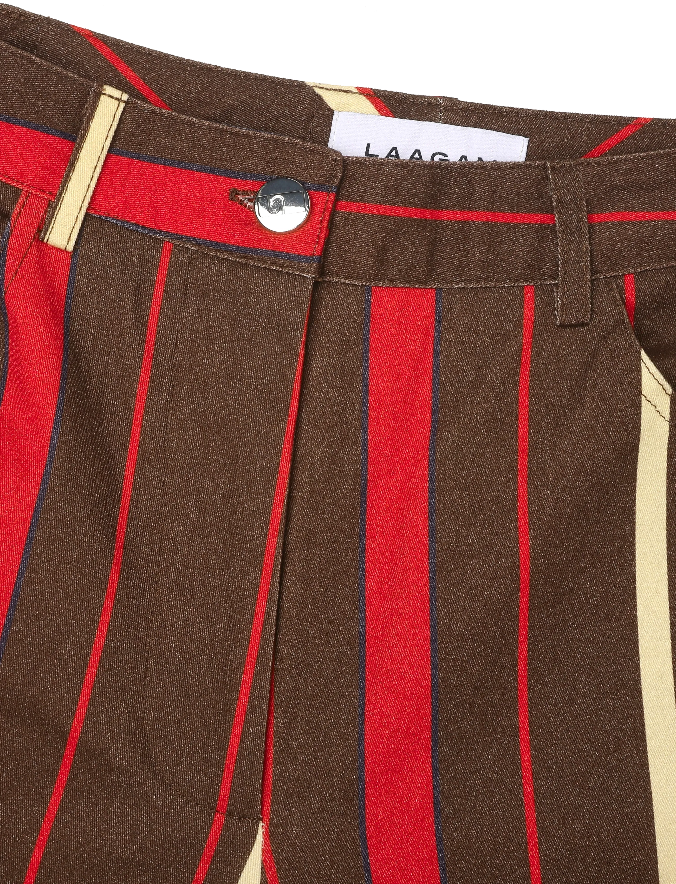 Laagam - LEROY BROWN STRIPED TWILL PANTS - brown - 2