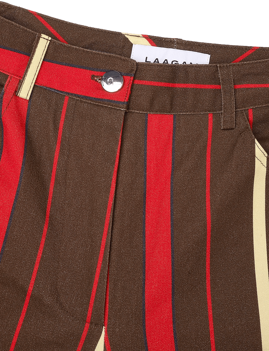 Laagam - LEROY BROWN STRIPED TWILL PANTS - straight leg trousers - brown - 2