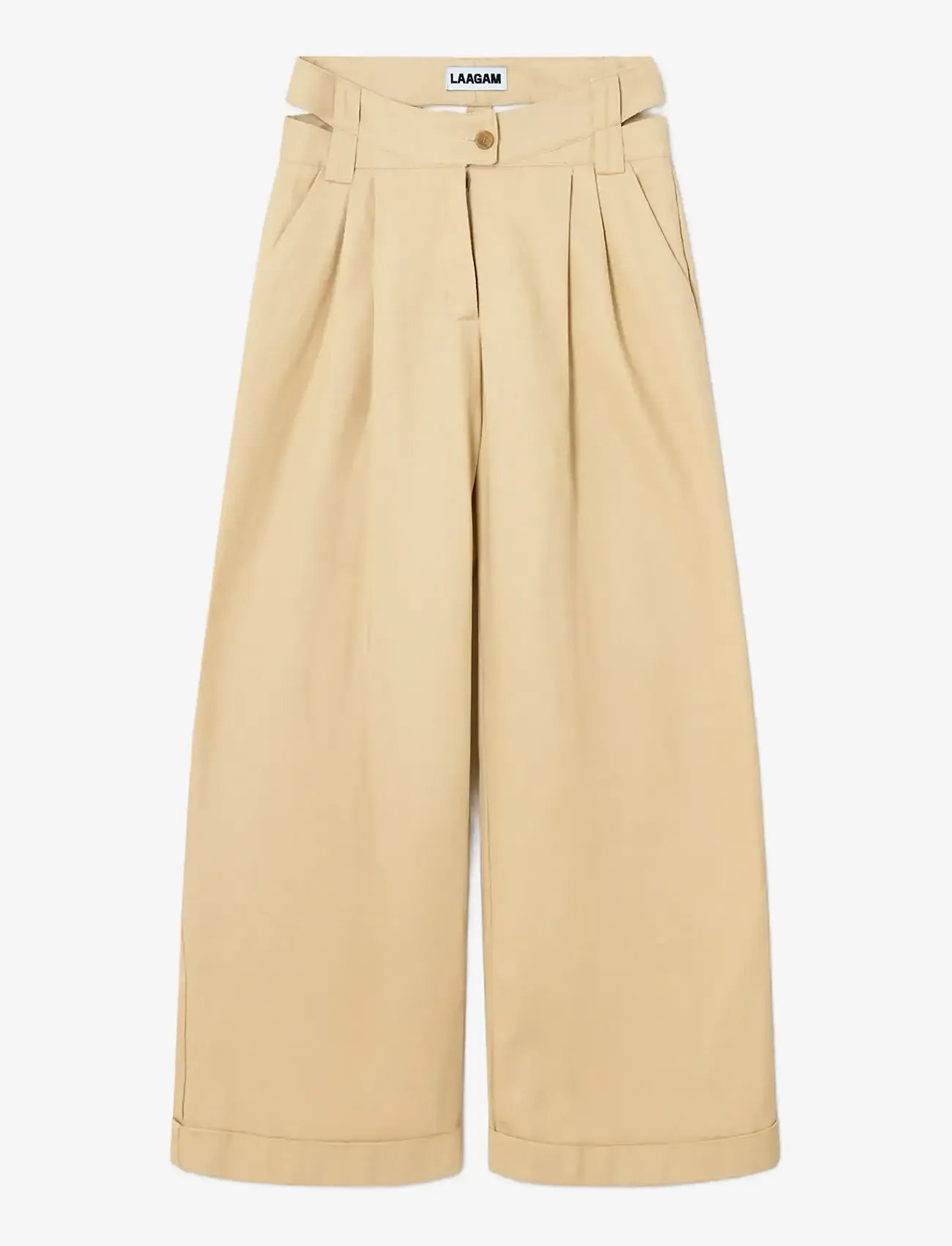 Laagam - SMITH BEIGE SERGE PANTS - hosen mit weitem bein - beige - 1