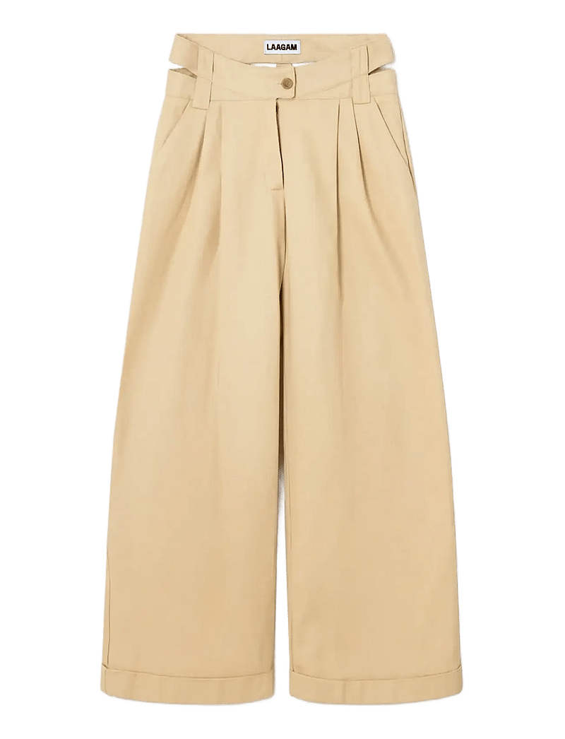 Laagam - SMITH BEIGE SERGE PANTS - hosen mit weitem bein - beige - 1