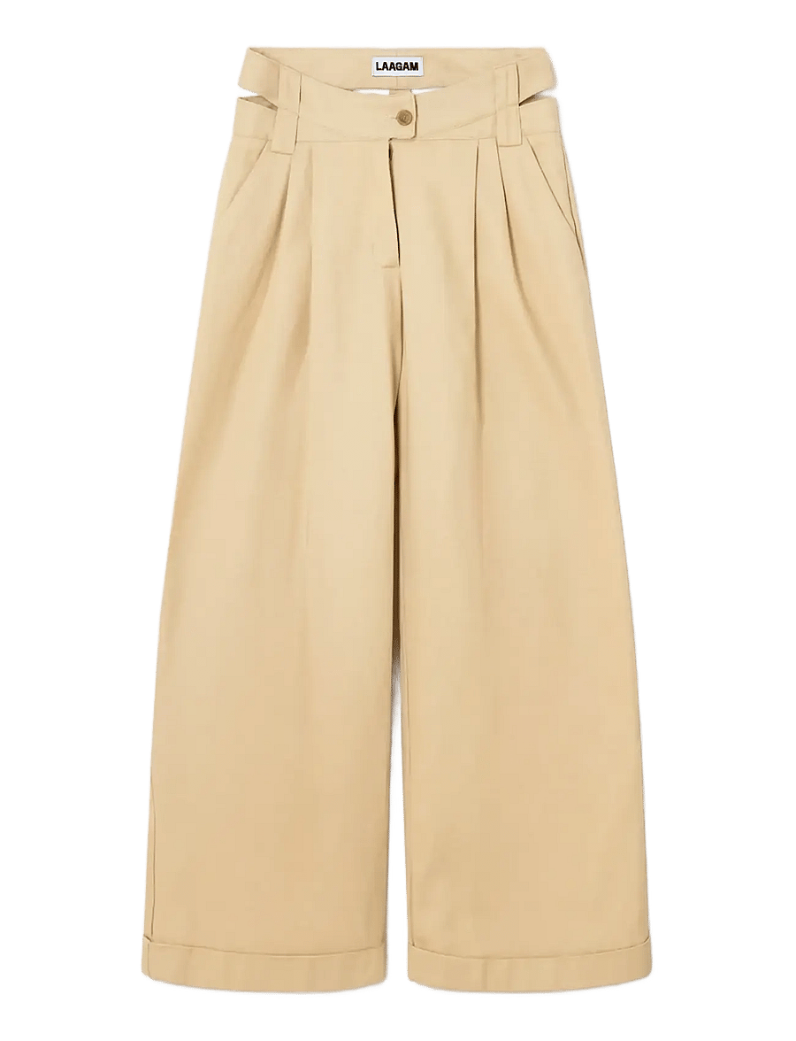 Laagam - SMITH BEIGE SERGE PANTS - hosen mit weitem bein - beige - 1