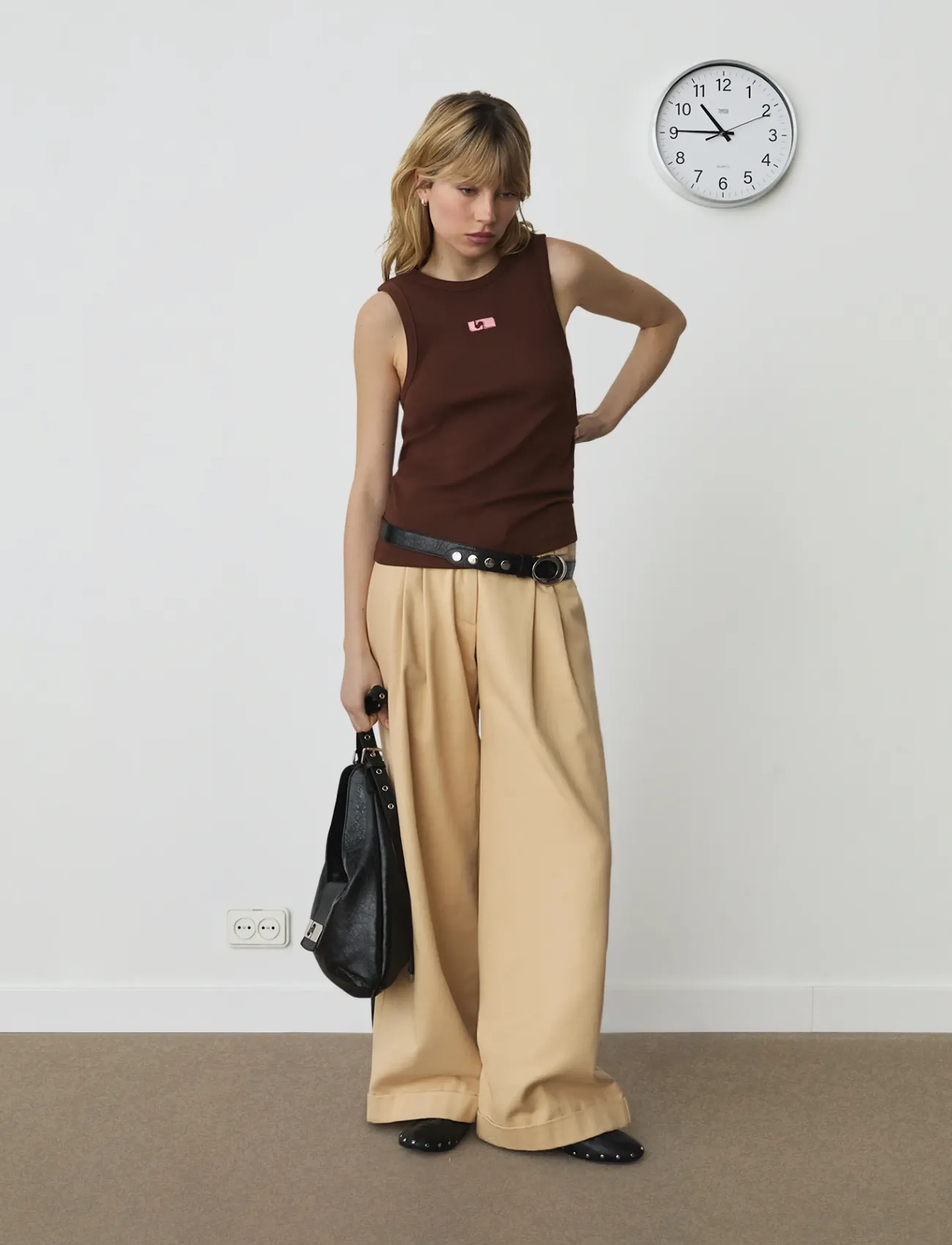 Laagam Smith Beige Serge Pants, XS, Cream, Bukser > Brede Ben, Dame