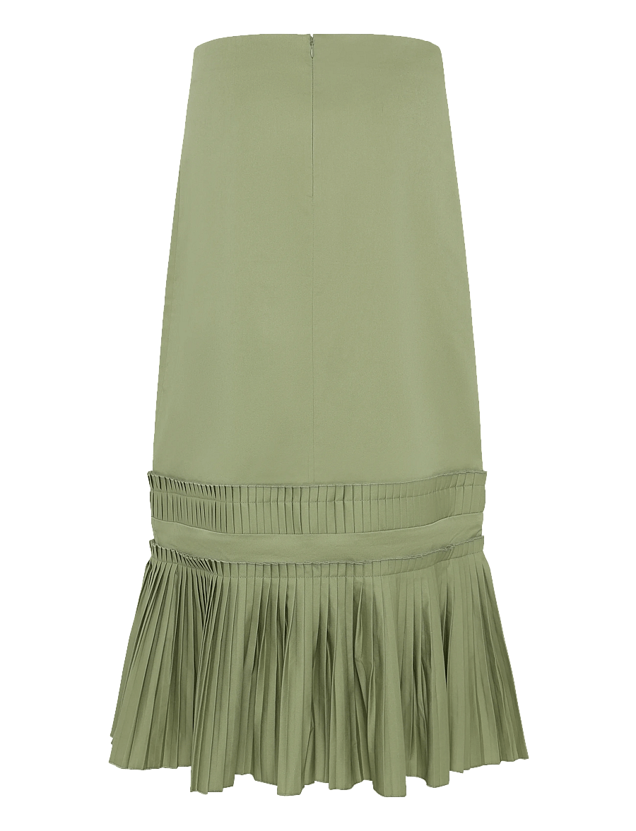 Laagam - LEAH KHAKI MIDI SKIRT - plisserede nederdele - khaki - 2