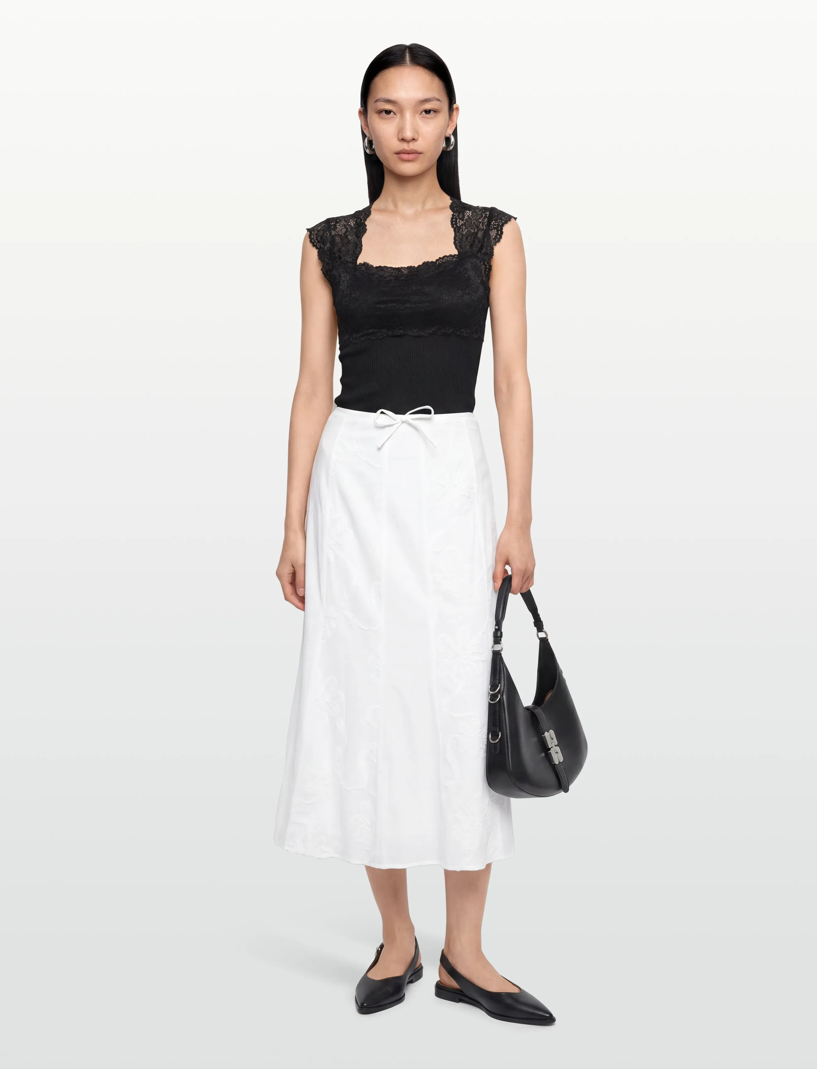 Laagam Lila White Midi Skirt, XL, White, Nederdele > Knælange Og Midi Nederdele, Dame