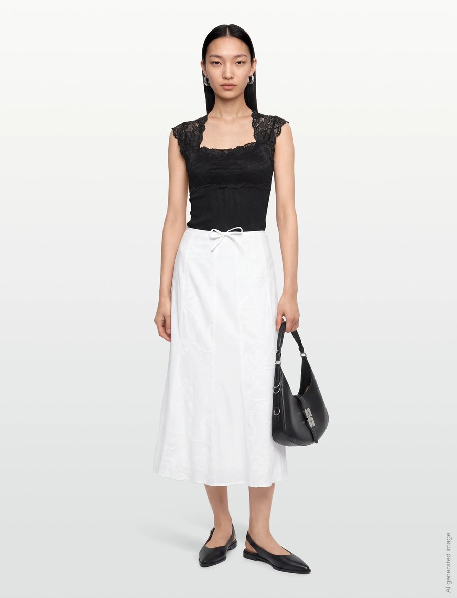 Laagam - LILA WHITE MIDI SKIRT - midi kjolar - white - 0