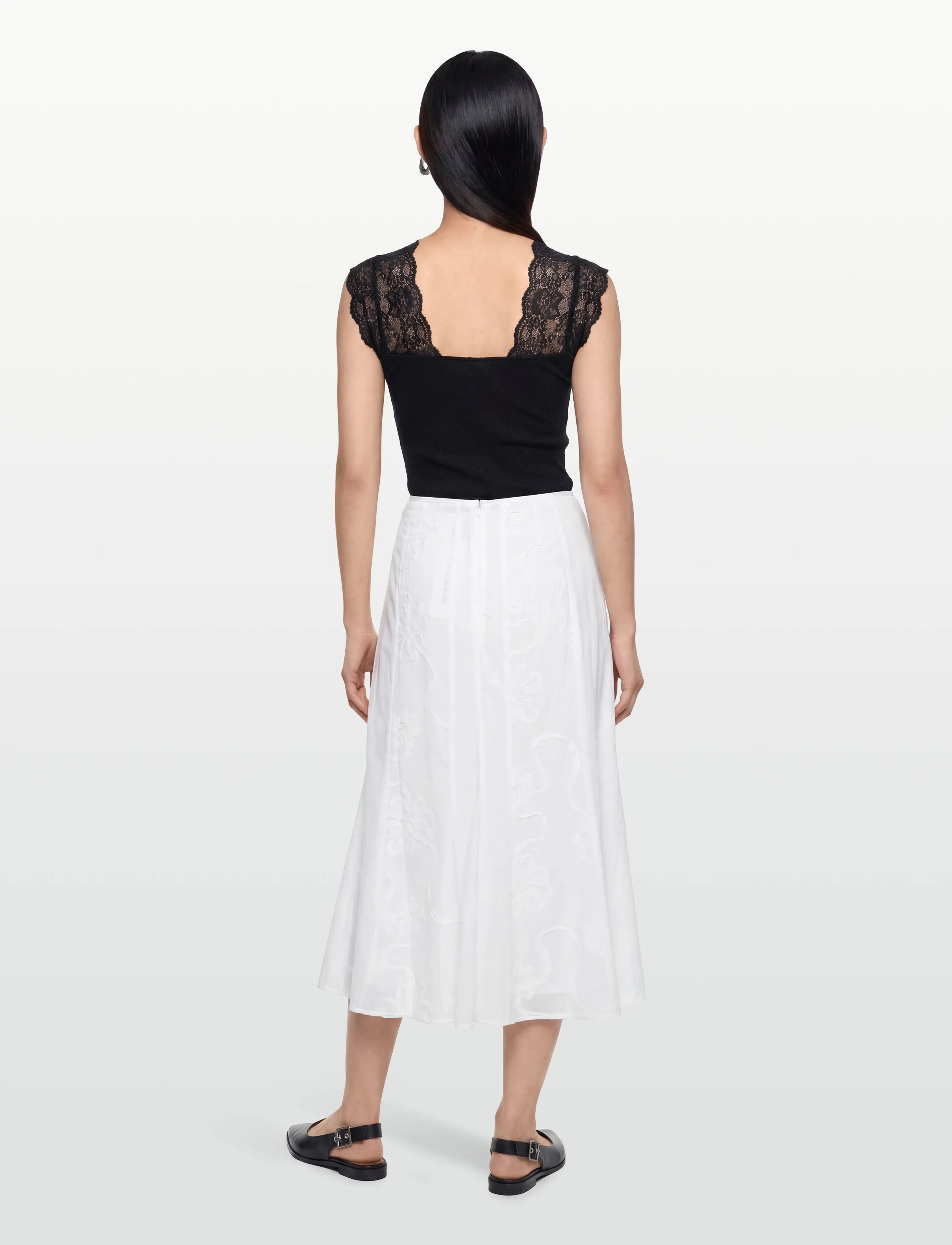 Laagam - LILA WHITE MIDI SKIRT - midi kjolar - white - 4