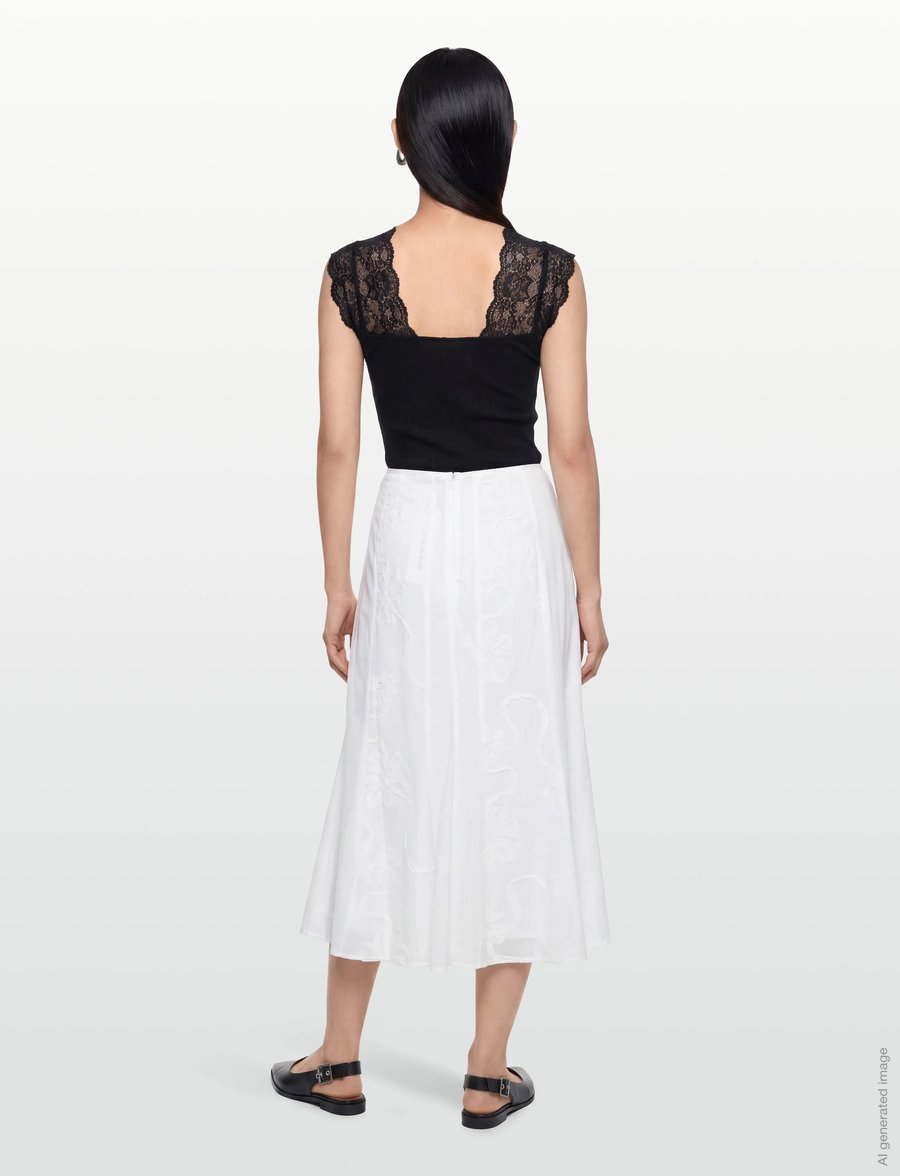 Laagam - LILA WHITE MIDI SKIRT - midi kjolar - white - 4
