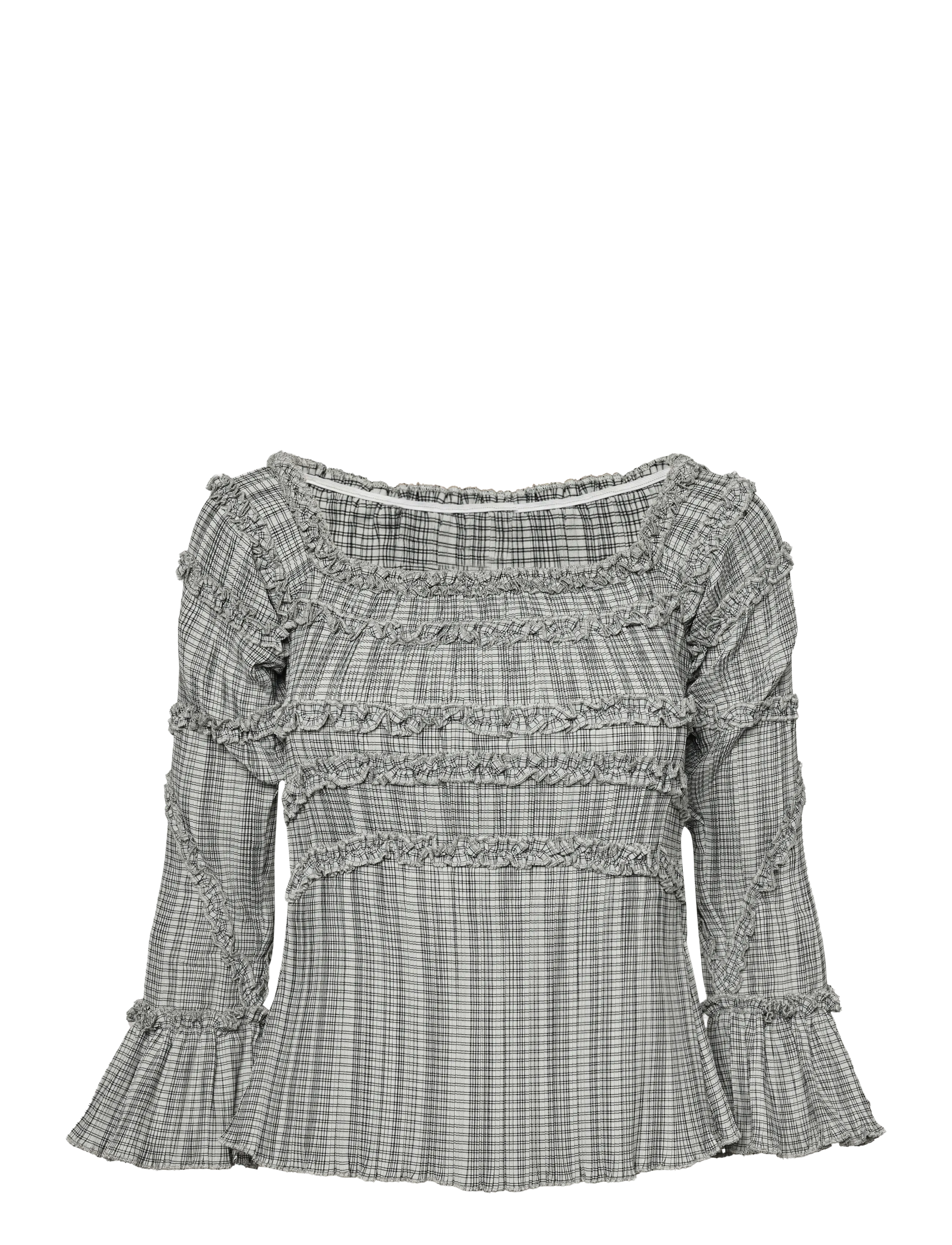 Laagam PETRA SQUARED TEXTURED BLOUSE - Langærmede bluser - GREY / grey