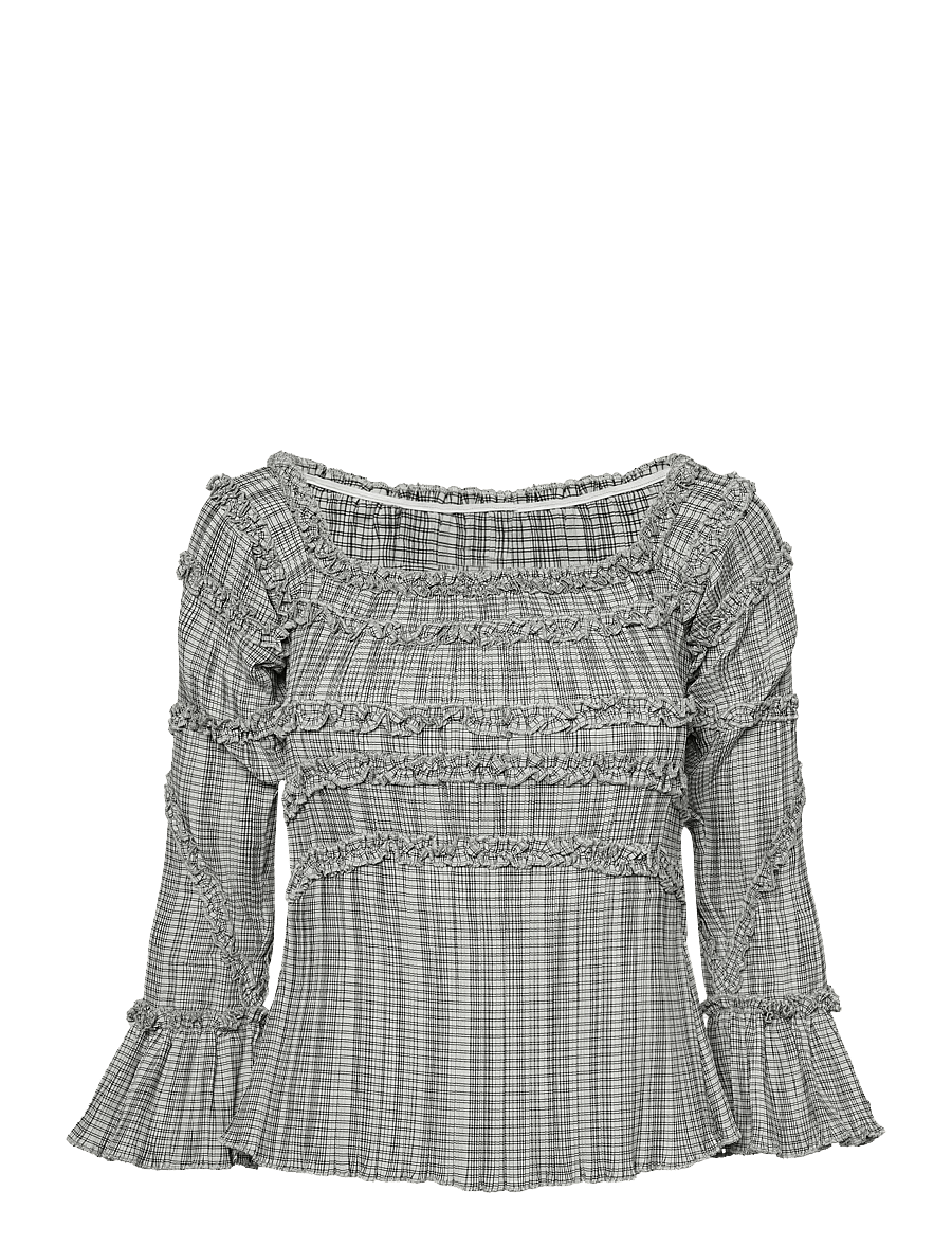 Laagam - PETRA SQUARED TEXTURED BLOUSE - langærmede bluser - grey - 0