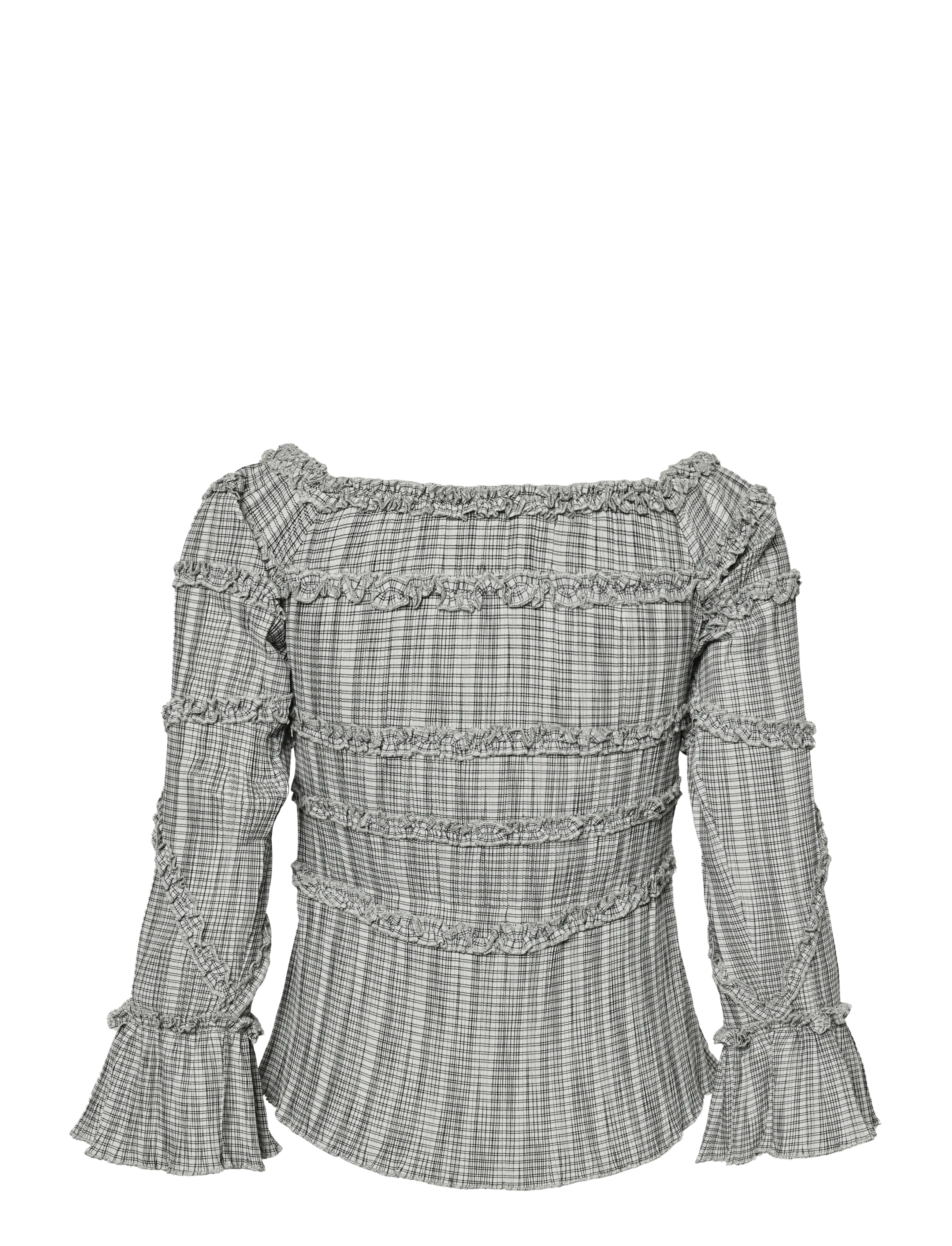 Laagam - PETRA SQUARED TEXTURED BLOUSE - langærmede bluser - grey - 1