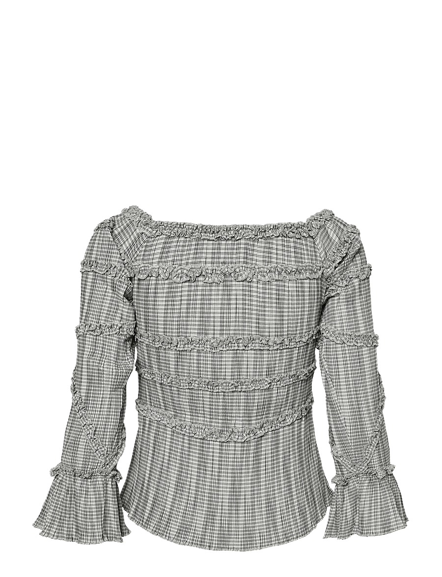 Laagam - PETRA SQUARED TEXTURED BLOUSE - langærmede bluser - grey - 1