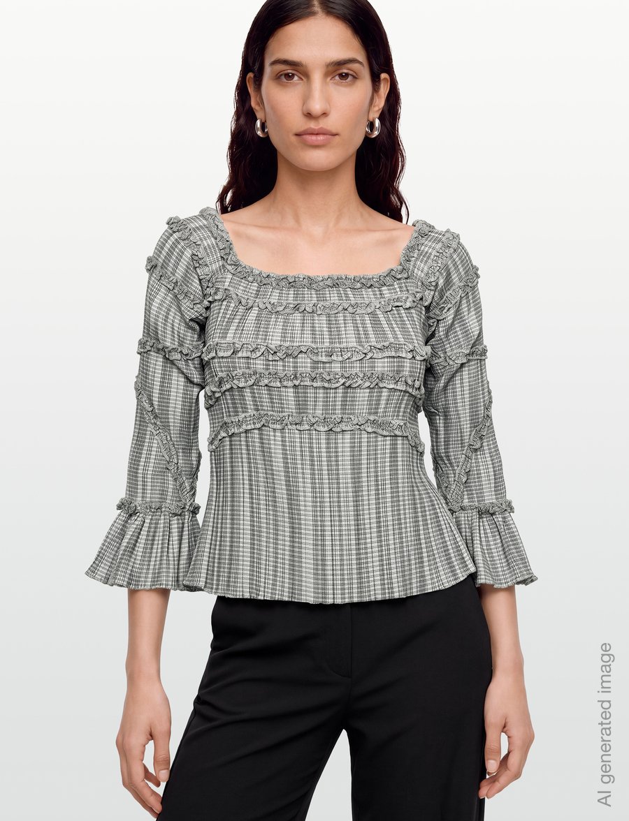 Laagam - PETRA SQUARED TEXTURED BLOUSE - langärmelige blusen - grey - 3