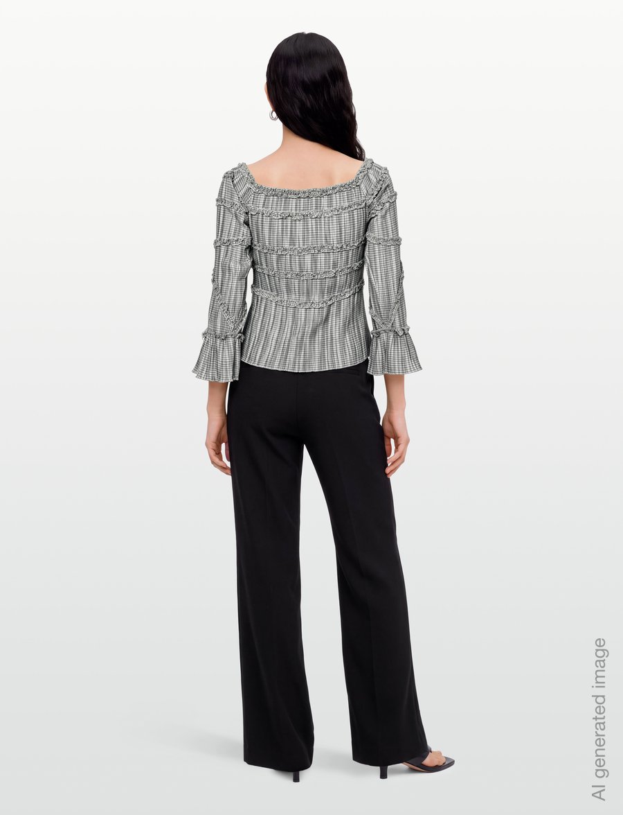 Laagam - PETRA SQUARED TEXTURED BLOUSE - langärmelige blusen - grey - 4